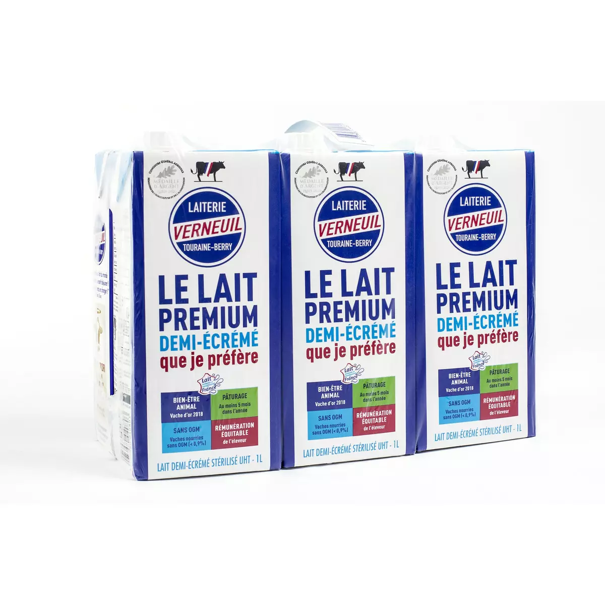 Pack de Lait de chèvre UHT demi-écrémé, Lactel (6 x 1 L)