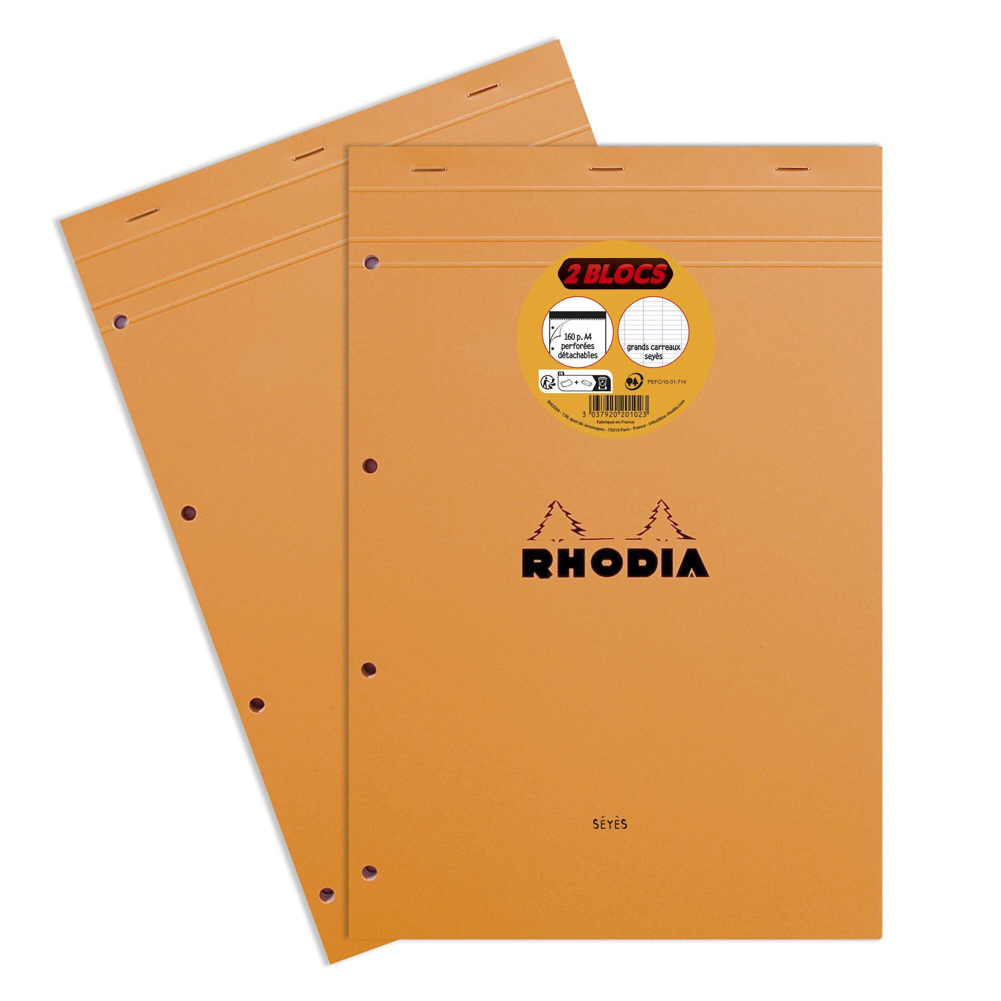 RHODIA Lot de 2 Blocs Perforés – 160 pages, 21 x 31.8 cm
