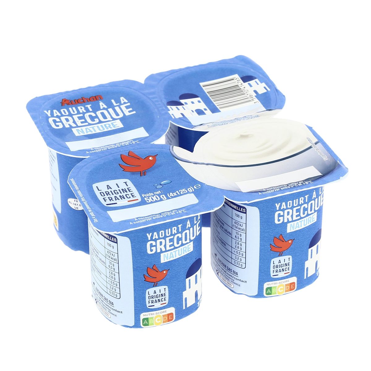 AUCHAN Yaourt à la grecque nature 4x125g