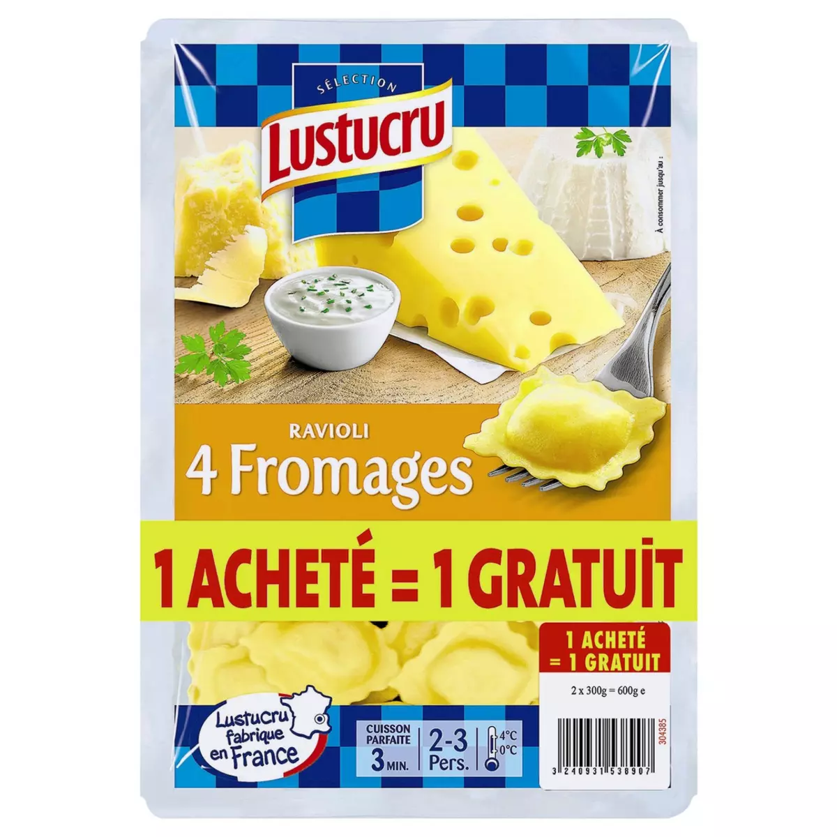 LUSTUCRU Ravioli aux 4 fromages 2x300g