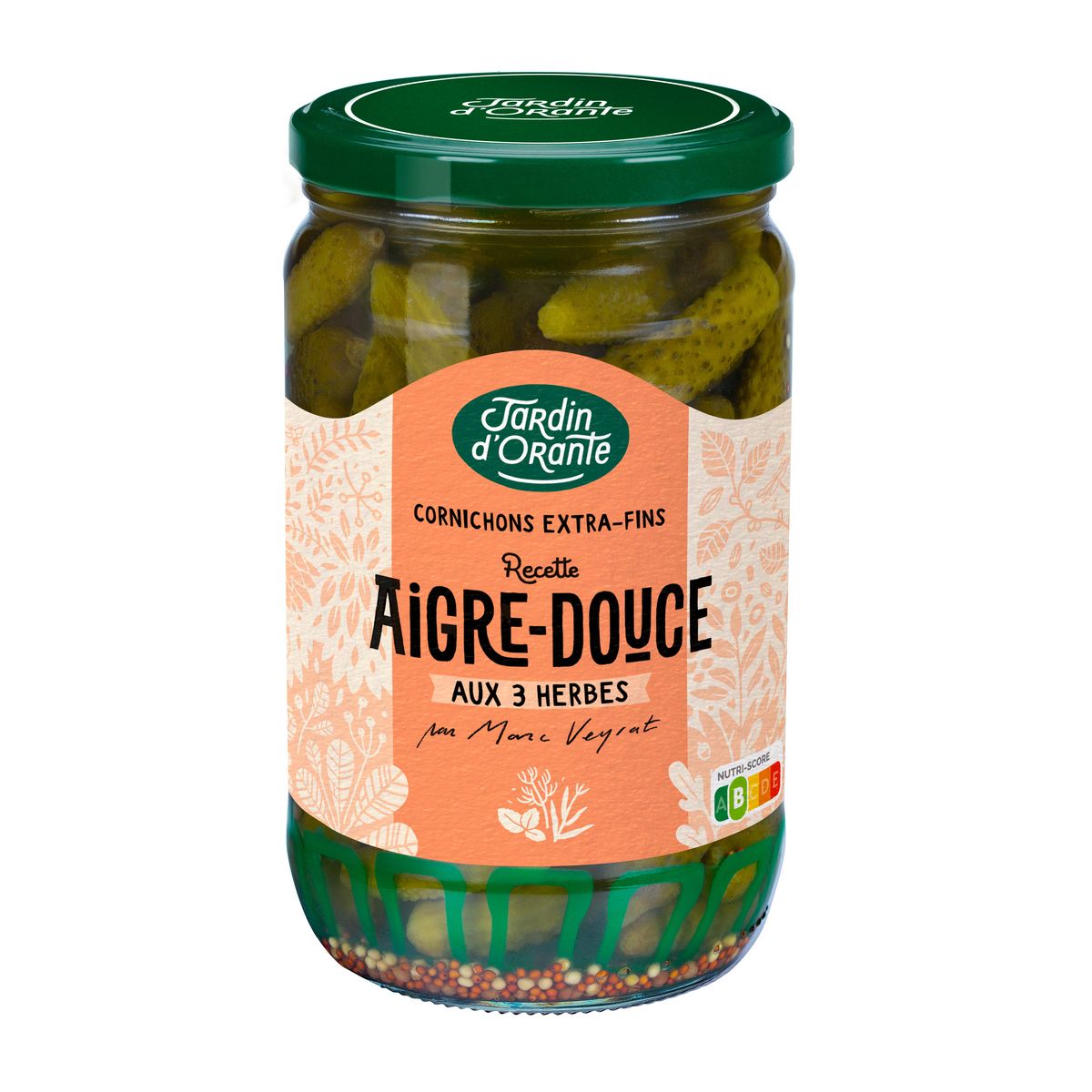 JARDIN D'ORANTE Cornichons extra-fins aigre doux aux 3 herbes en bocal 72cl