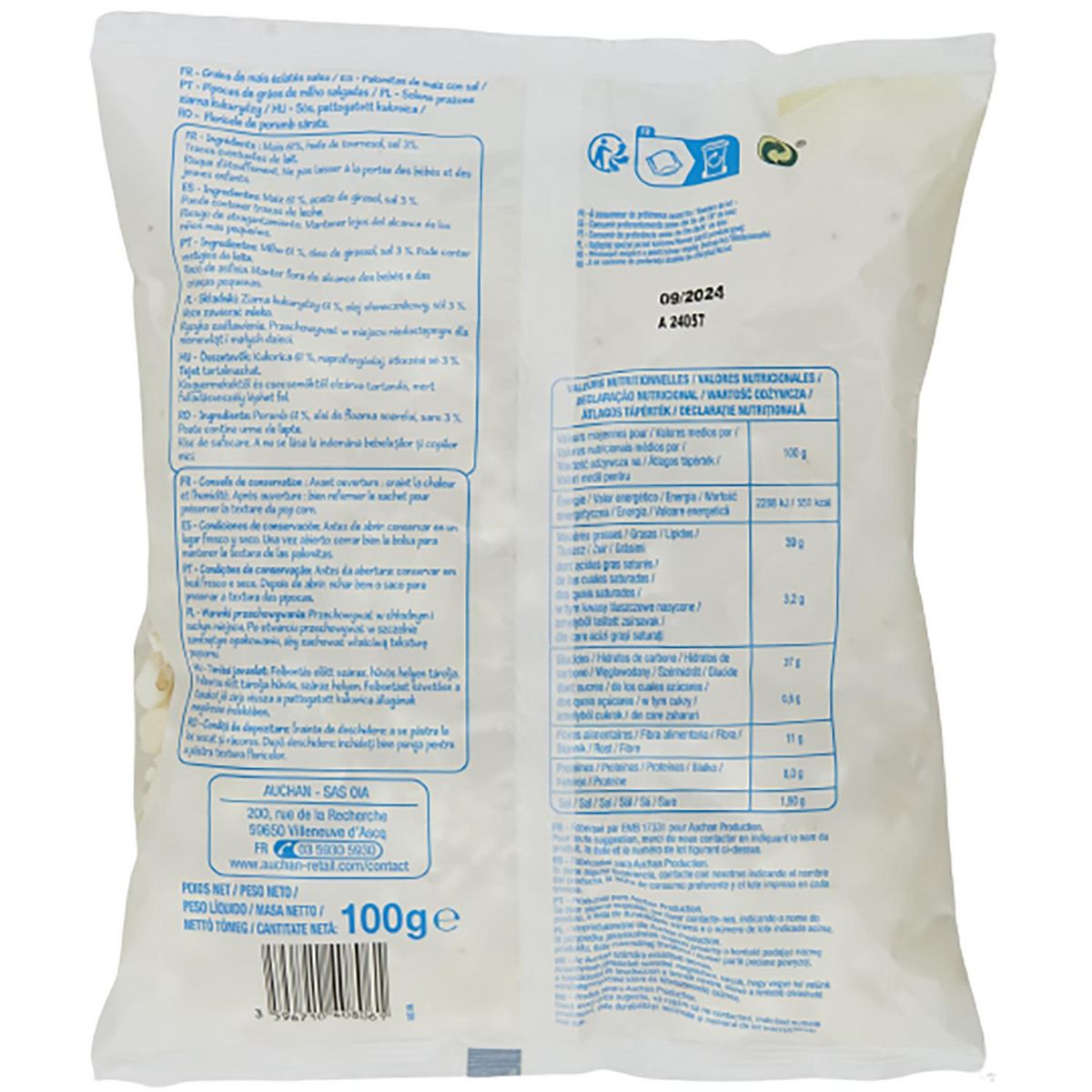 POUCE Pop corn salé 100g