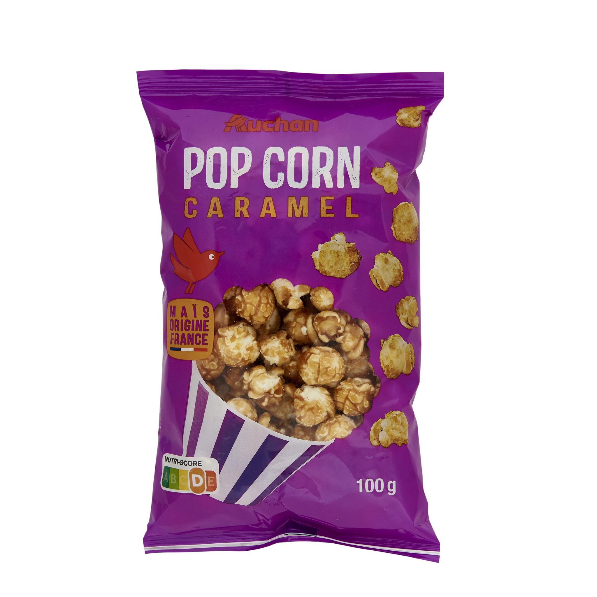Voir la diapositive 2 : AUCHAN Pop corn caramel 4 portions 100g