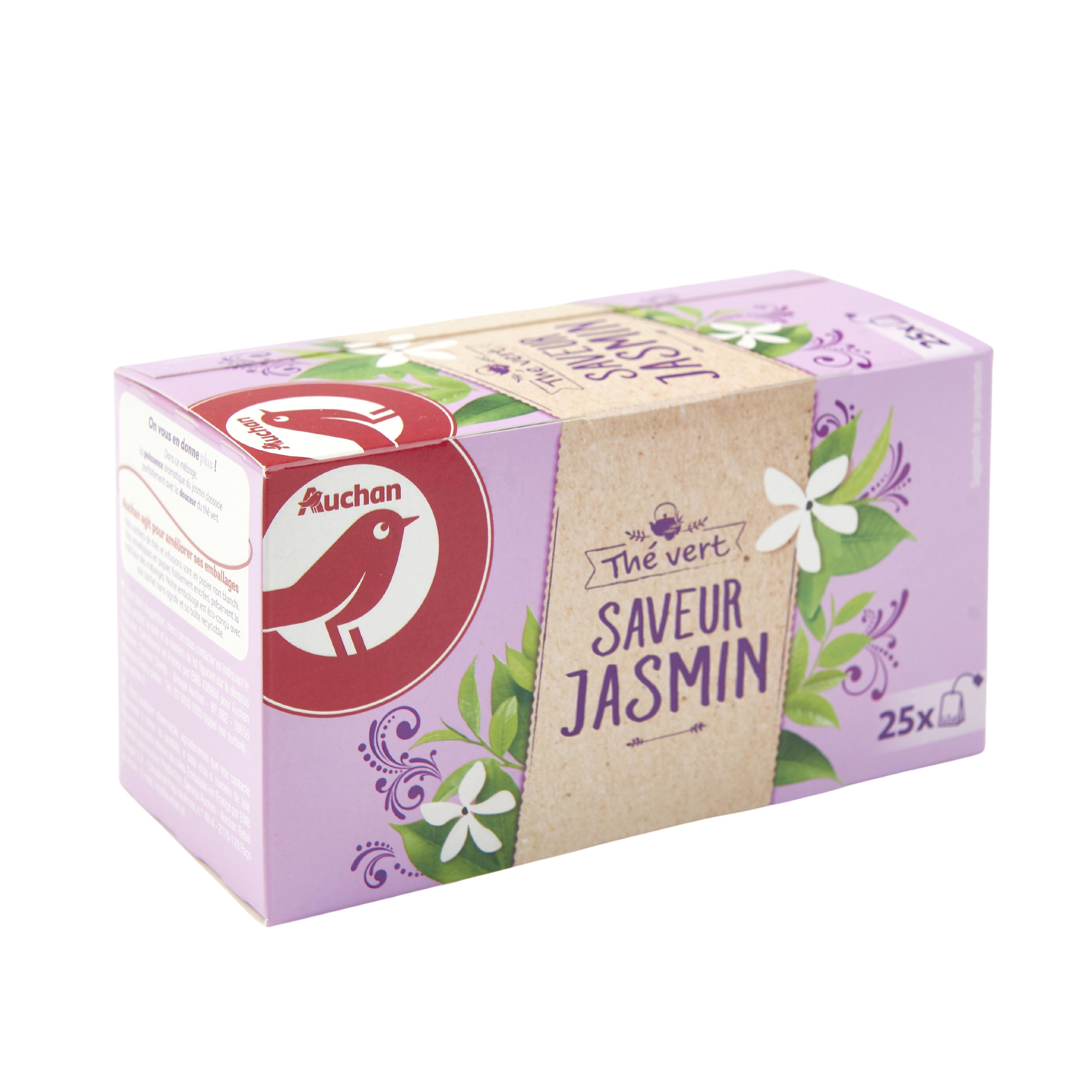 Voir la diapositive 2 : AUCHAN Thé vert jasmin 25 sachets 45g