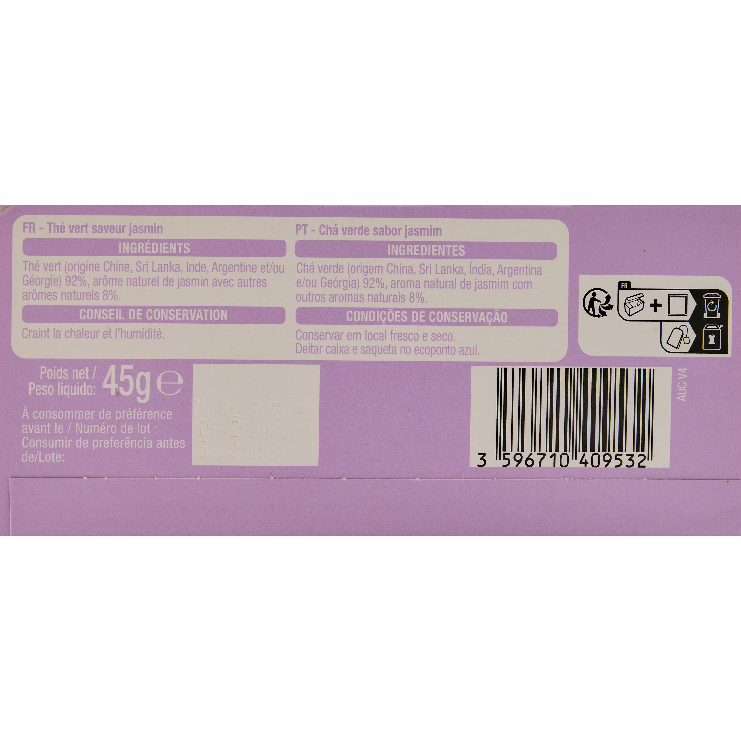 Voir la diapositive 3 : AUCHAN Thé vert jasmin 25 sachets 45g