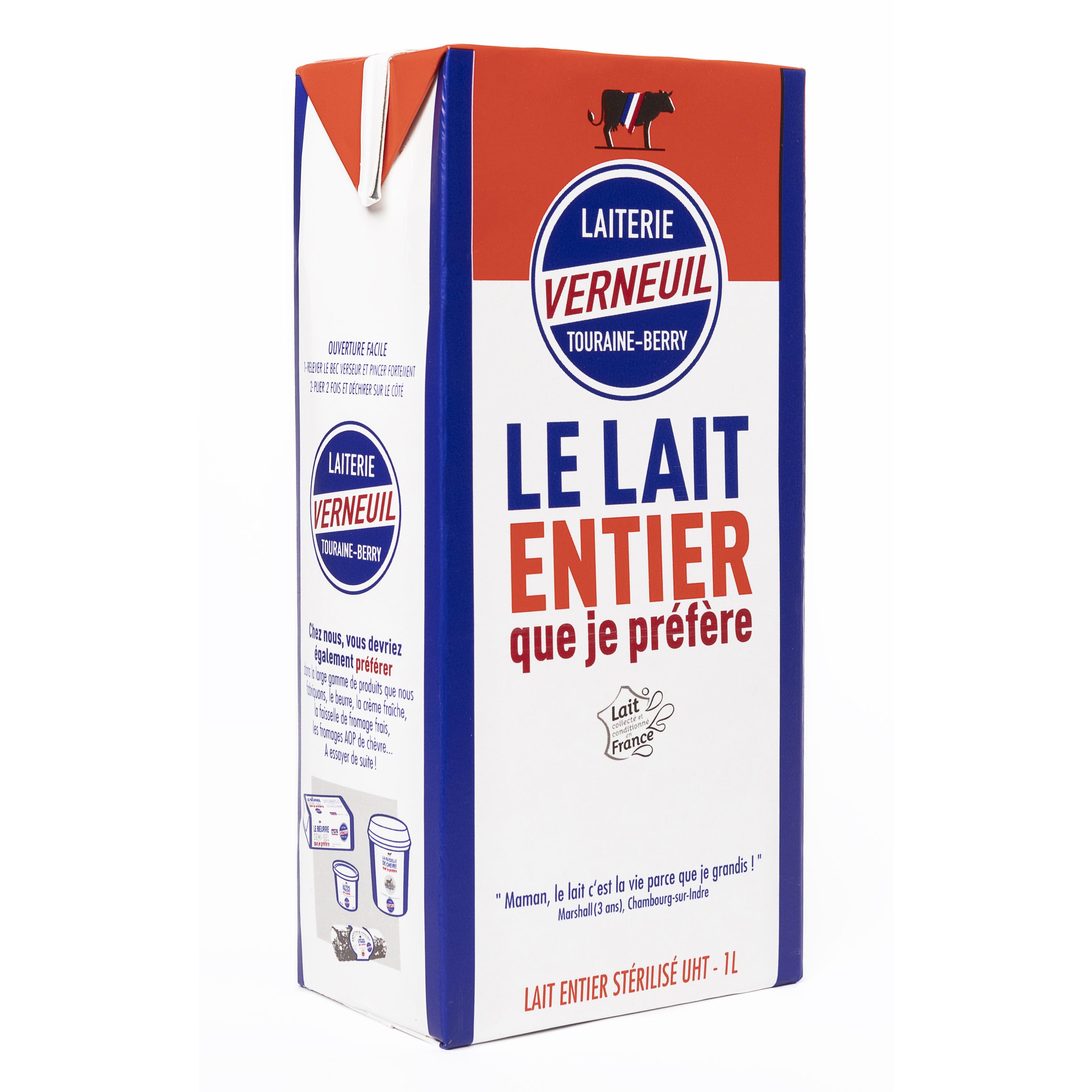 LAITERIE VERNEUIL Lait entier stérilisé UHT 1l