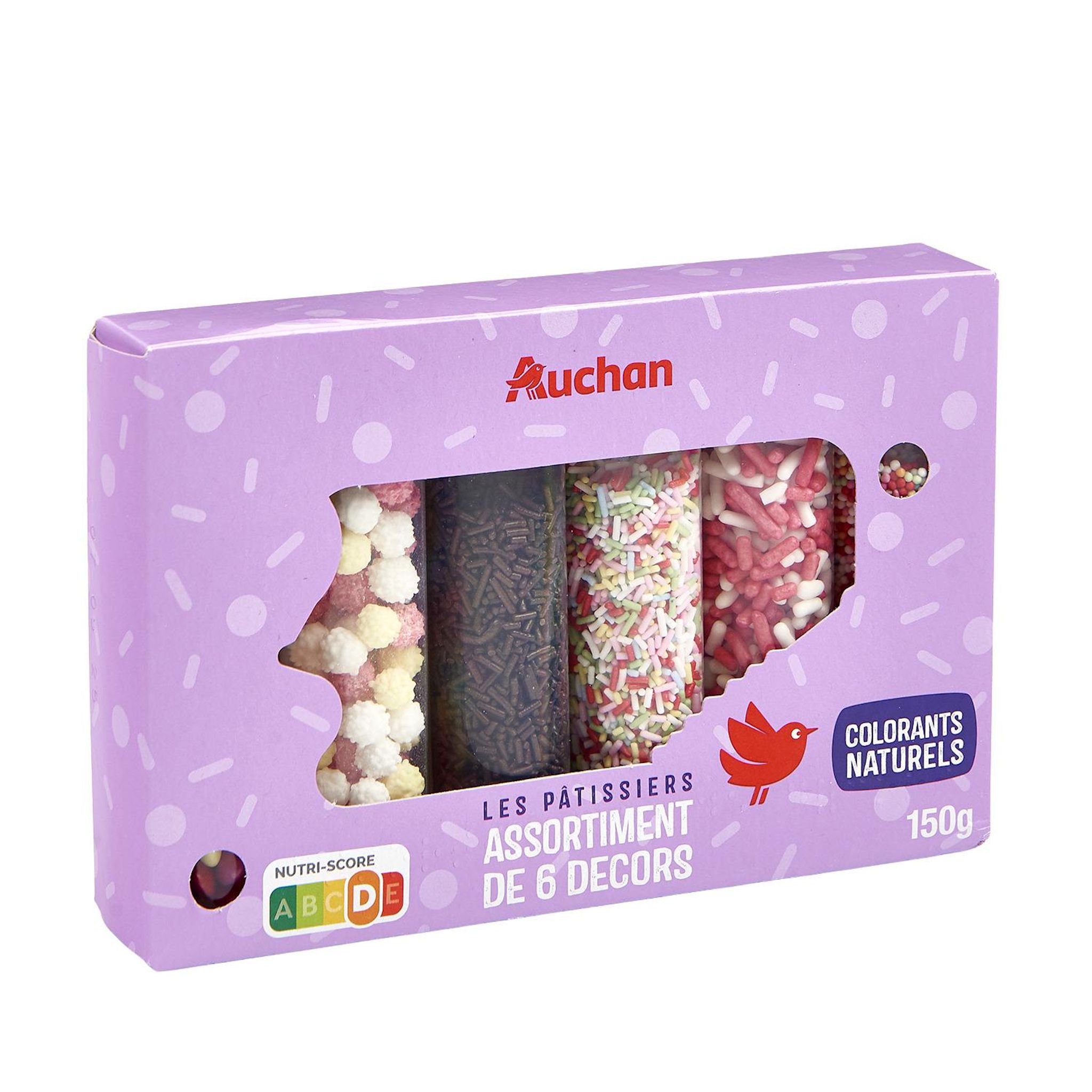 Voir la diapositive 3 : AUCHAN Assortiment de 6 décors pour pâtisserie 6 décors 150g