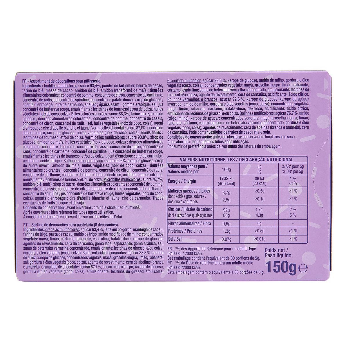 AUCHAN Assortiment de 6 décors pour pâtisserie 6 décors 150g