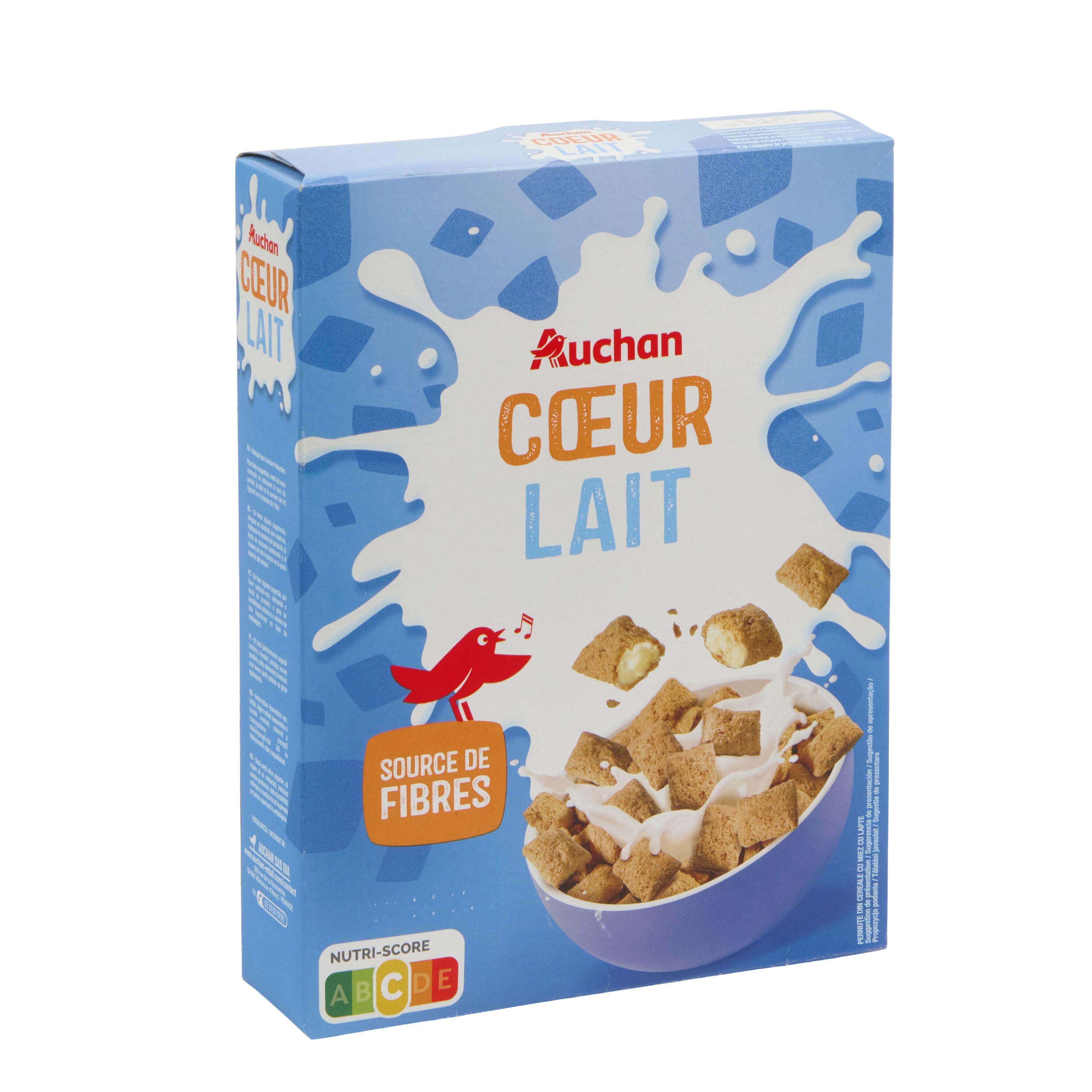 Voir la diapositive 4 : AUCHAN Céréales cœur fourrées au lait 400g
