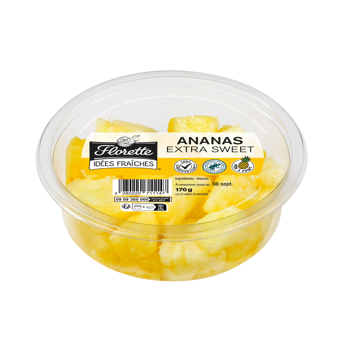 FLORETTE Ananas extra sweet en morceaux 170g
