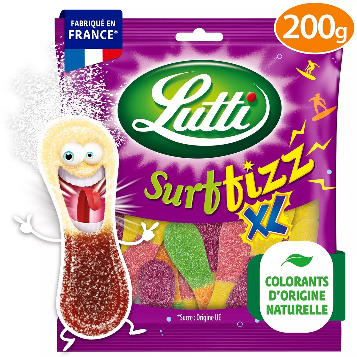 LUTTI Assortiment bonbons langues surffizz XL extra acide 200g