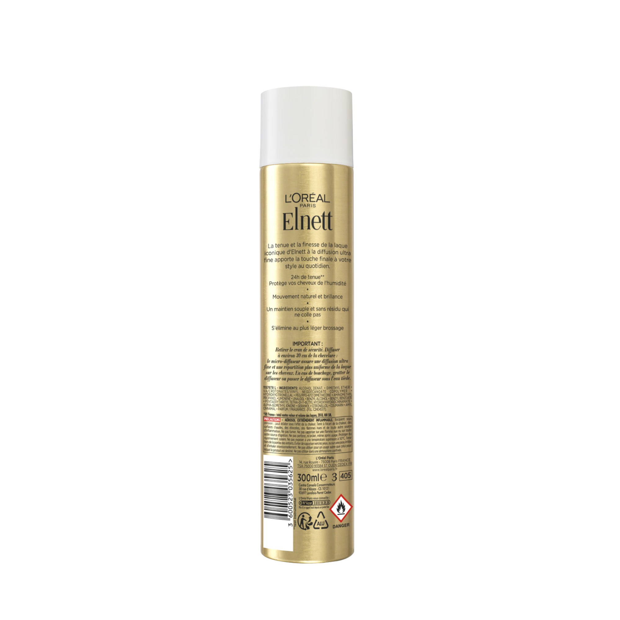 Voir la diapositive 2 : L'OREAL ELNETT Laque micro-diffusion fixation forte 300ml
