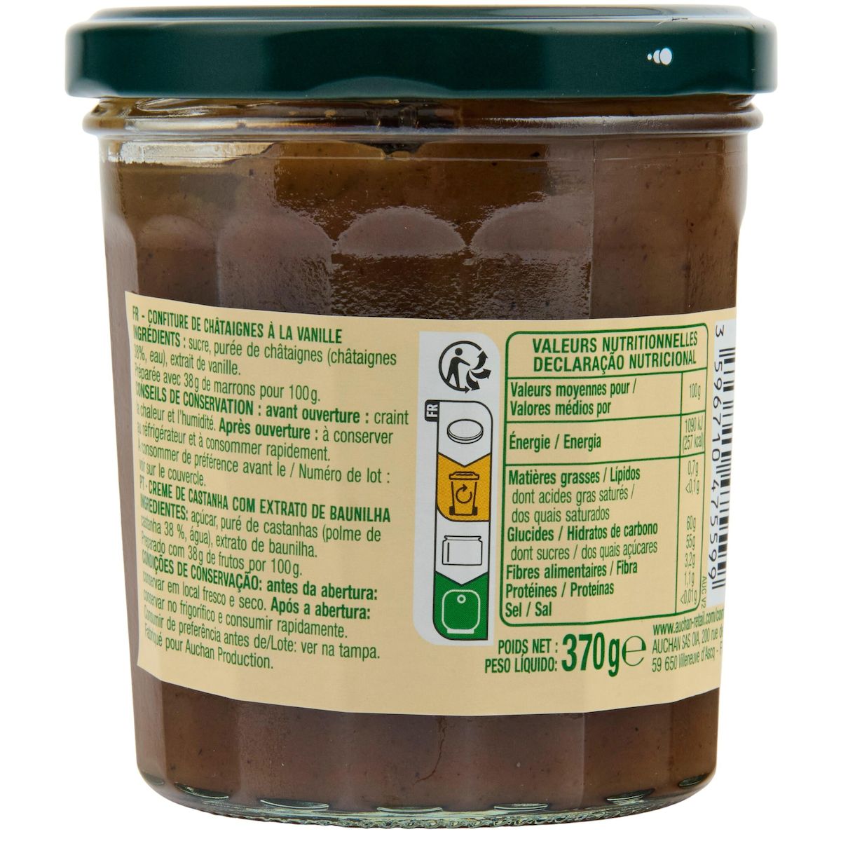 AUCHAN Confiture de châtaignes à la vanille 370g