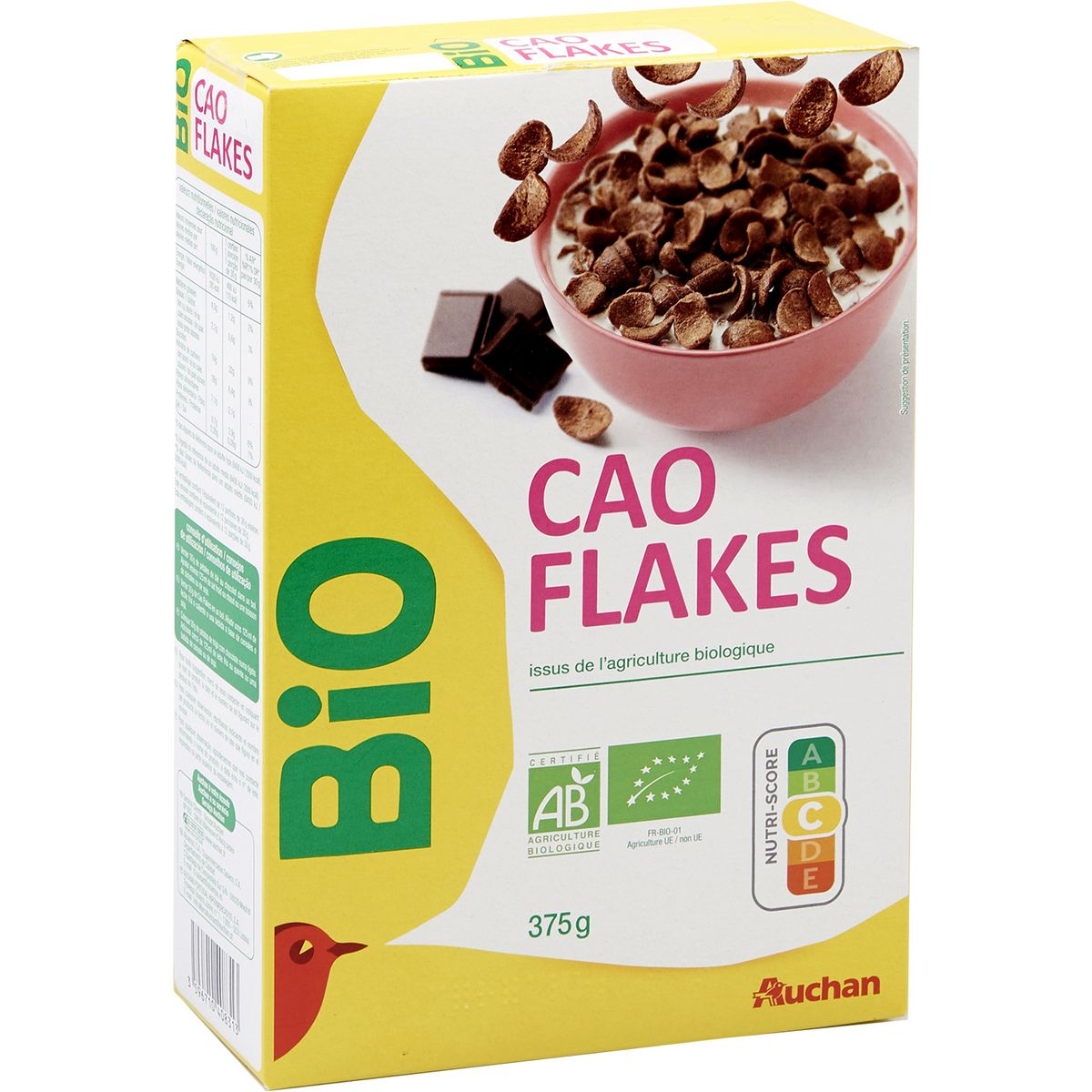 AUCHAN BIO Cao flakes céréales au chocolat 375g