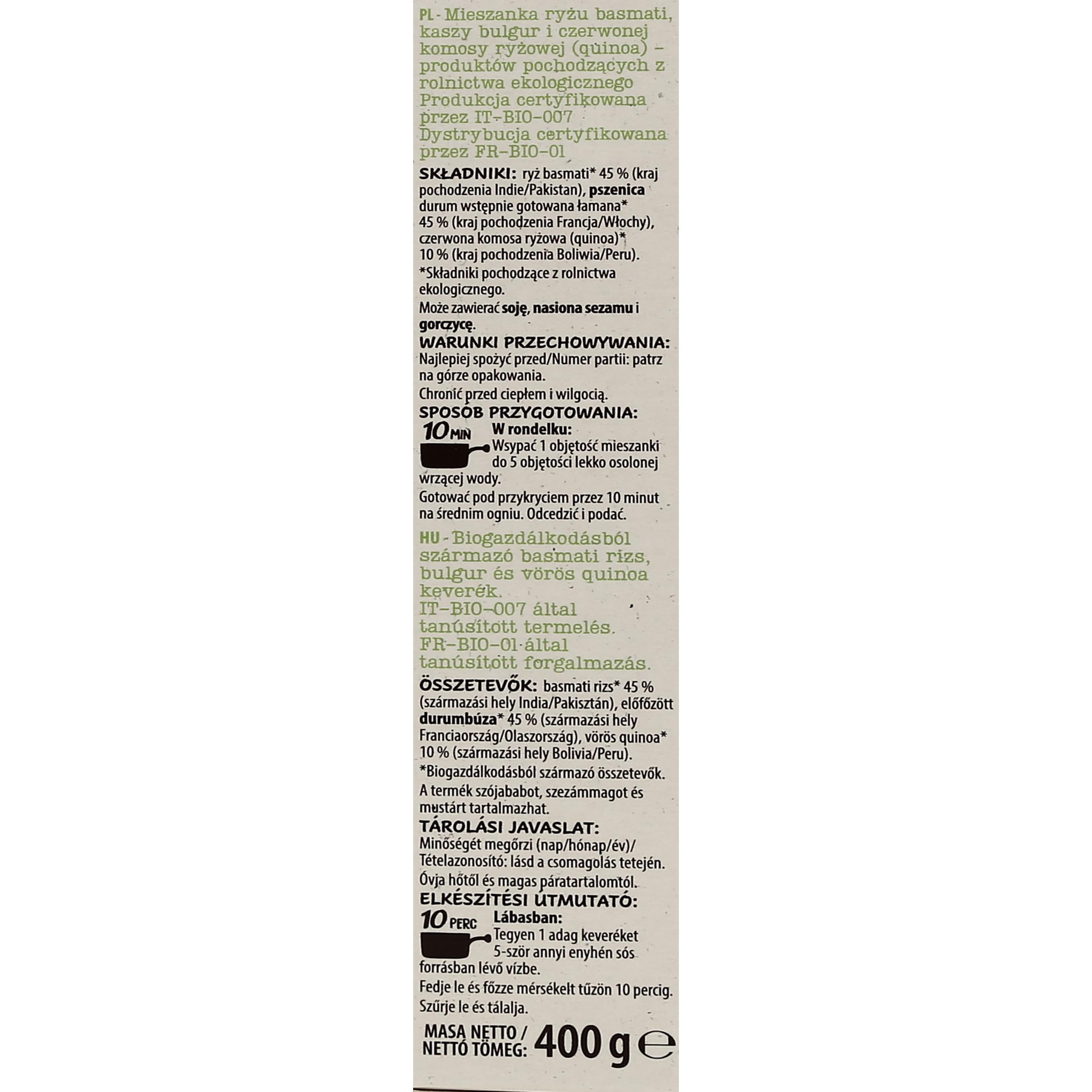 Voir la diapositive 2 : AUCHAN BIO Riz basmati boulgour quinoa rouge prêt en 10min 400g