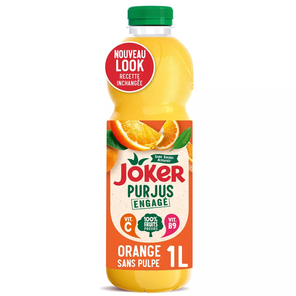 JOKER Pur jus d'orange sans pulpe sans sucres ajoutés 1l