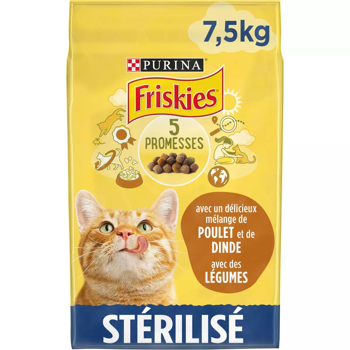 FRISKIES Croquettes à la dinde et légumes pour chat stérilisé 7,5kg