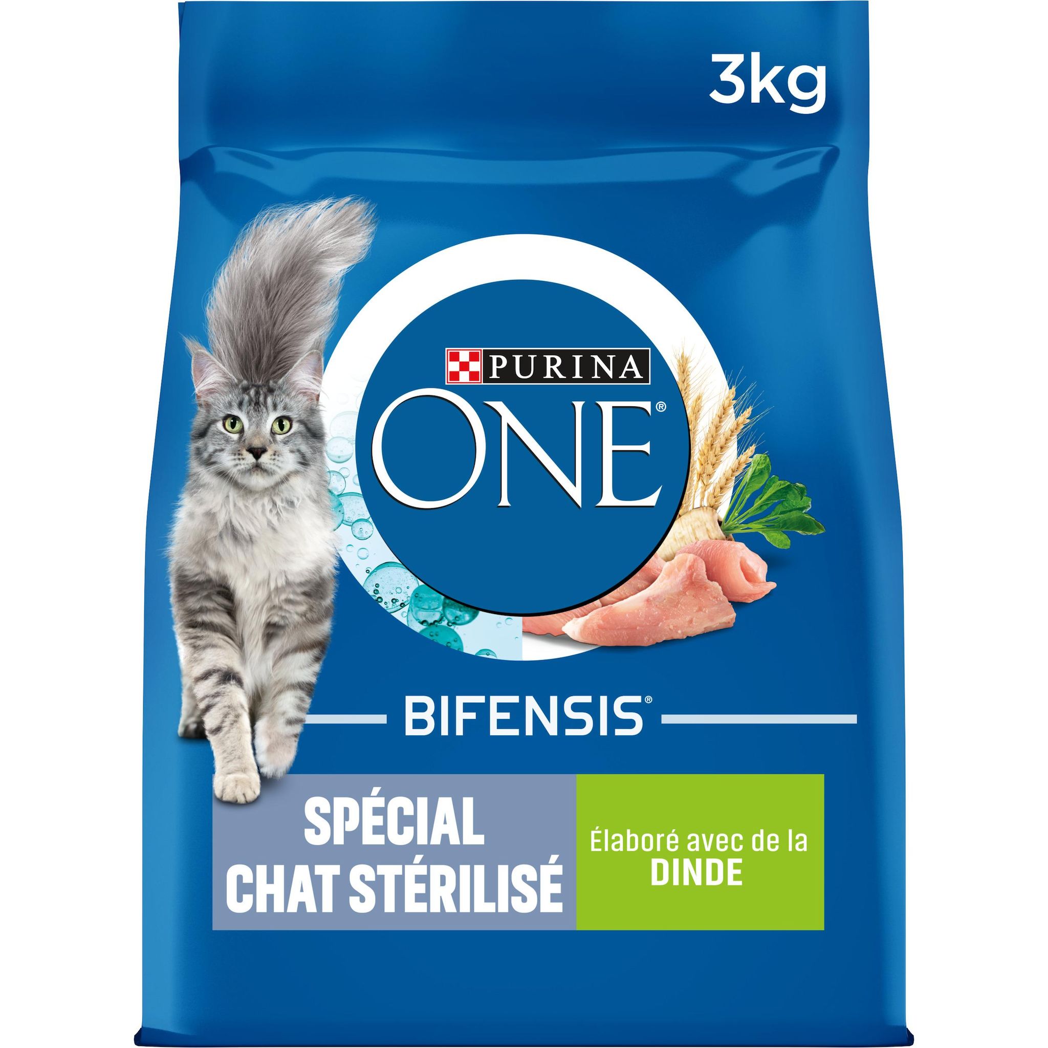 Voir la diapositive 2 : PURINA ONE Bifensis Croquettes à la dinde blé pour chat stérilisé 3kg