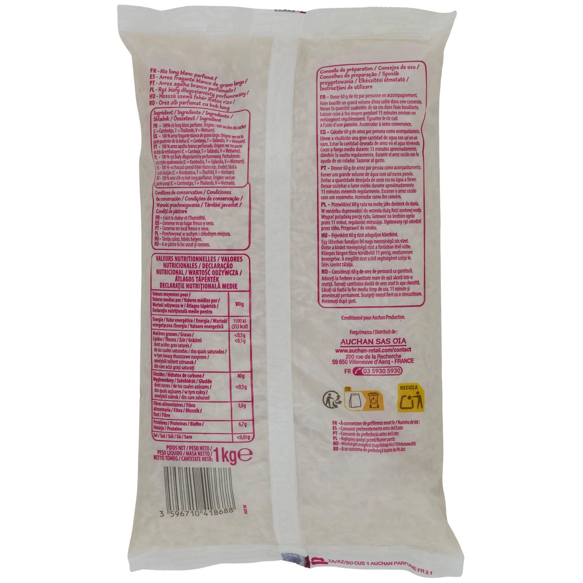 POUCE Riz long origine Asie 1kg
