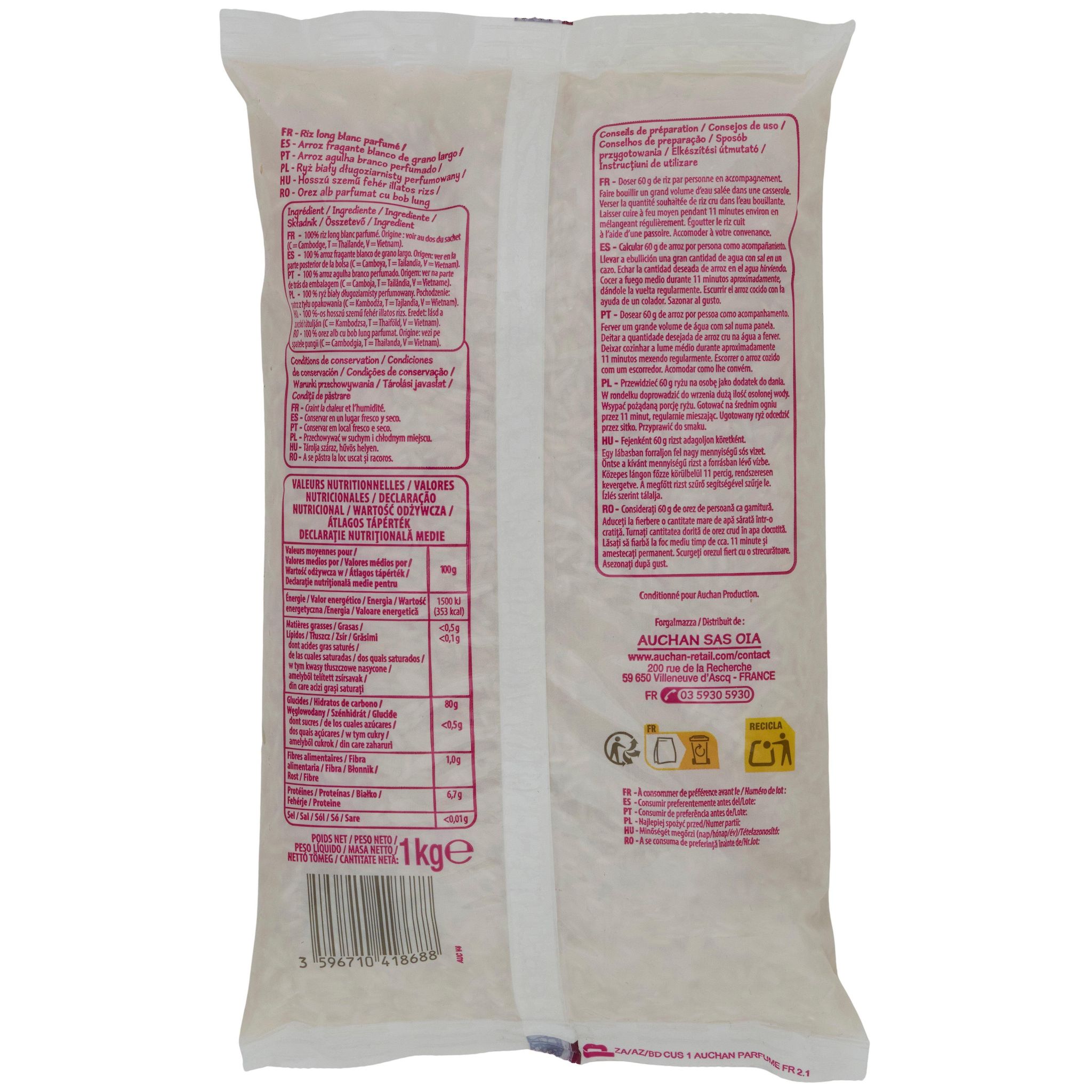 Voir la diapositive 3 : POUCE Riz long origine Asie 1kg