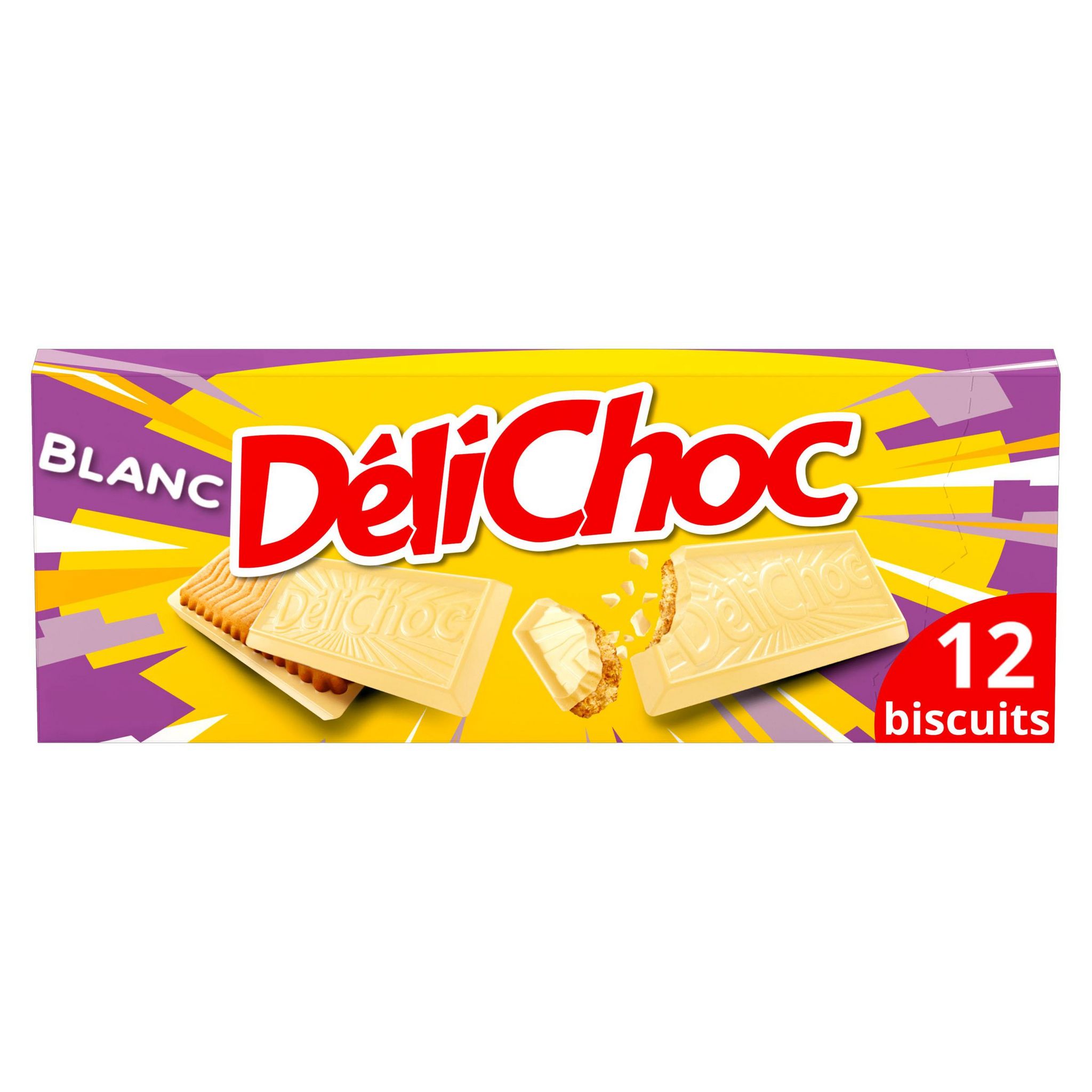 Voir la diapositive 2 : DELICHOC Biscuits sablés nappés de chocolat blanc 12 biscuits 150g