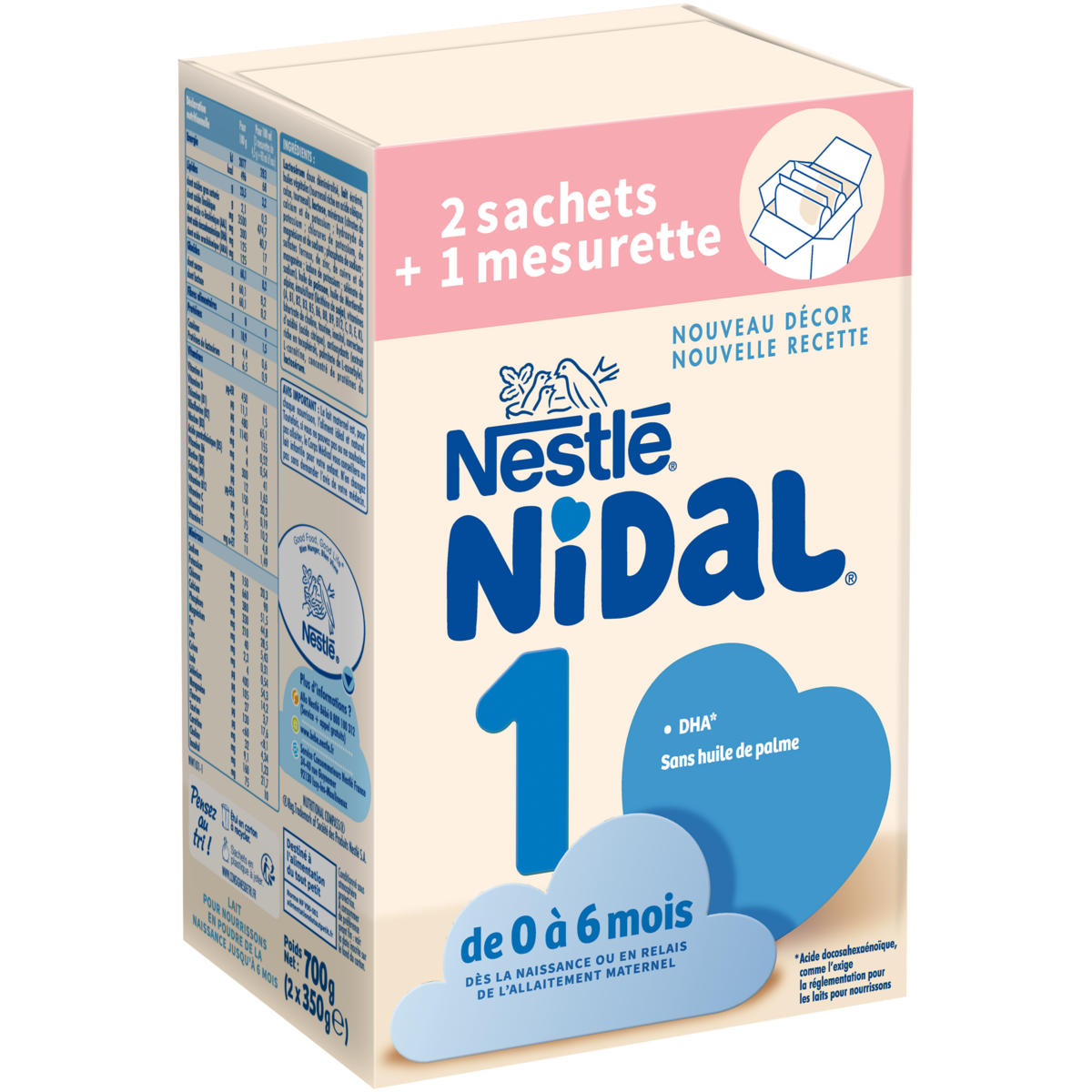 NESTLE Nidal lait 1er âge en poudre dès la naissance 2x350g
