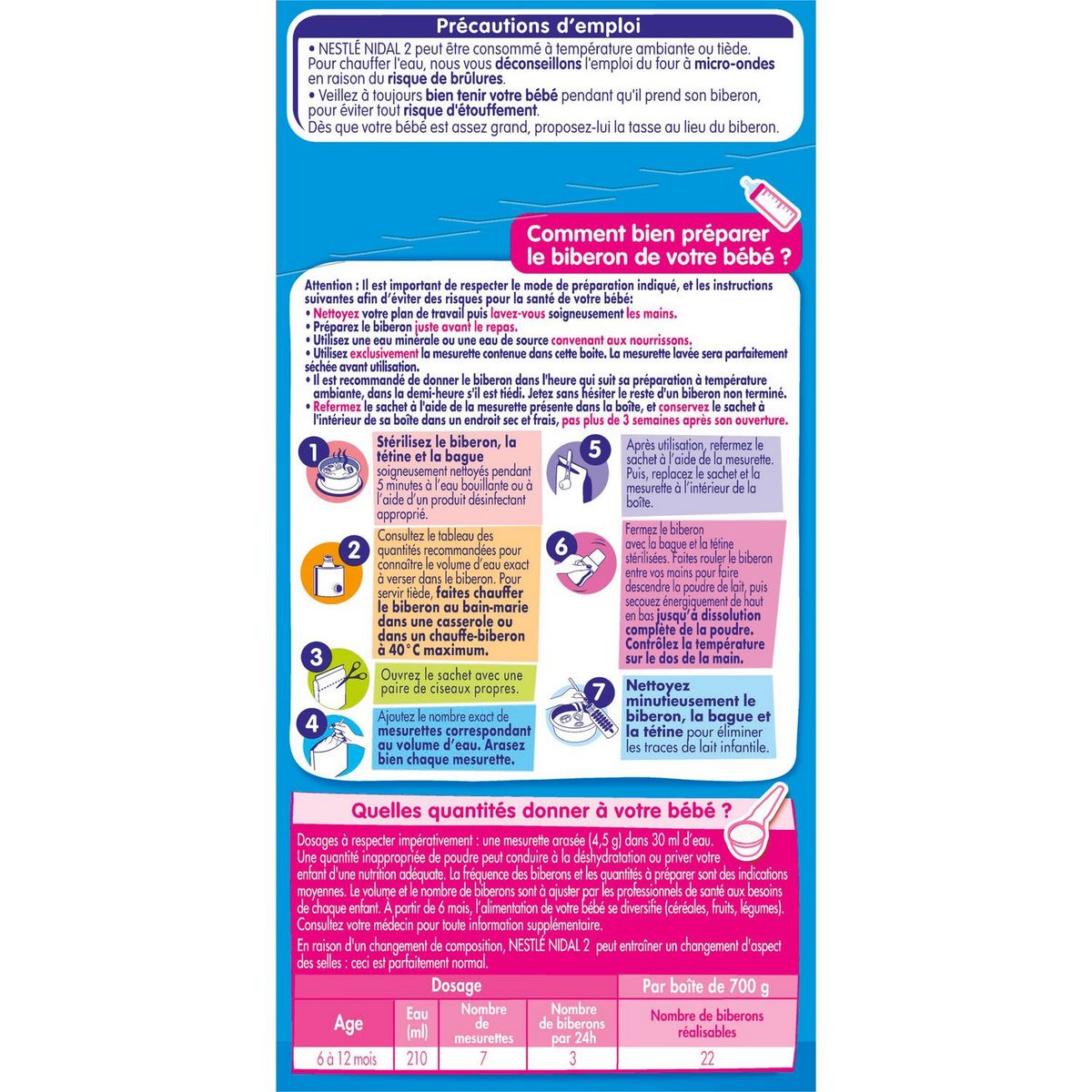 NESTLE Nidal 2 lait 2ème âge en poudre dès 6 mois 2x350g