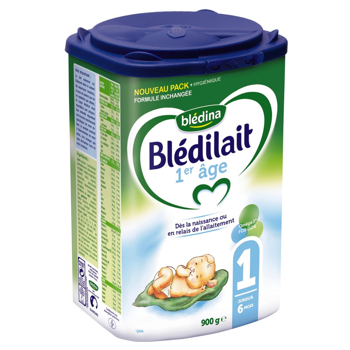 BLEDINA Blédilait 1 lait 1er âge en poudre dès la naissance 900g