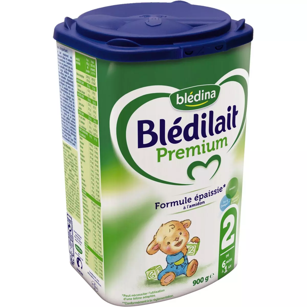 BLEDINA Blédilait Premium 2 lait 2ème âge épaissi en poudre dès 6 mois 900g