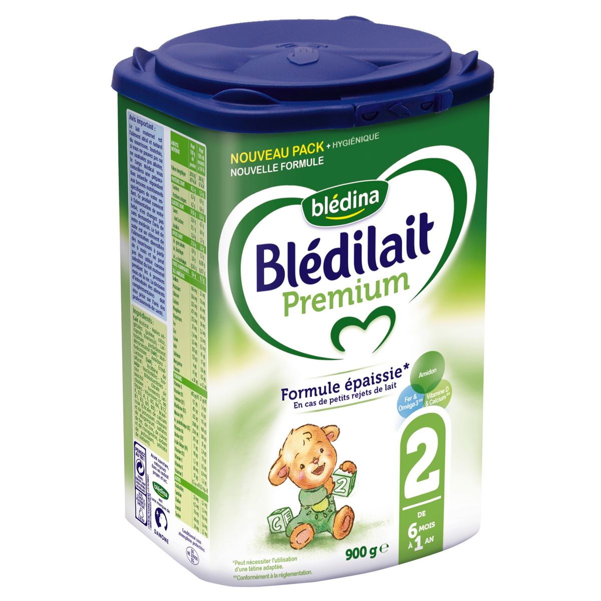 BLEDINA Blédilait Premium 2 lait 2ème âge épaissi en poudre dès 6 mois 900g