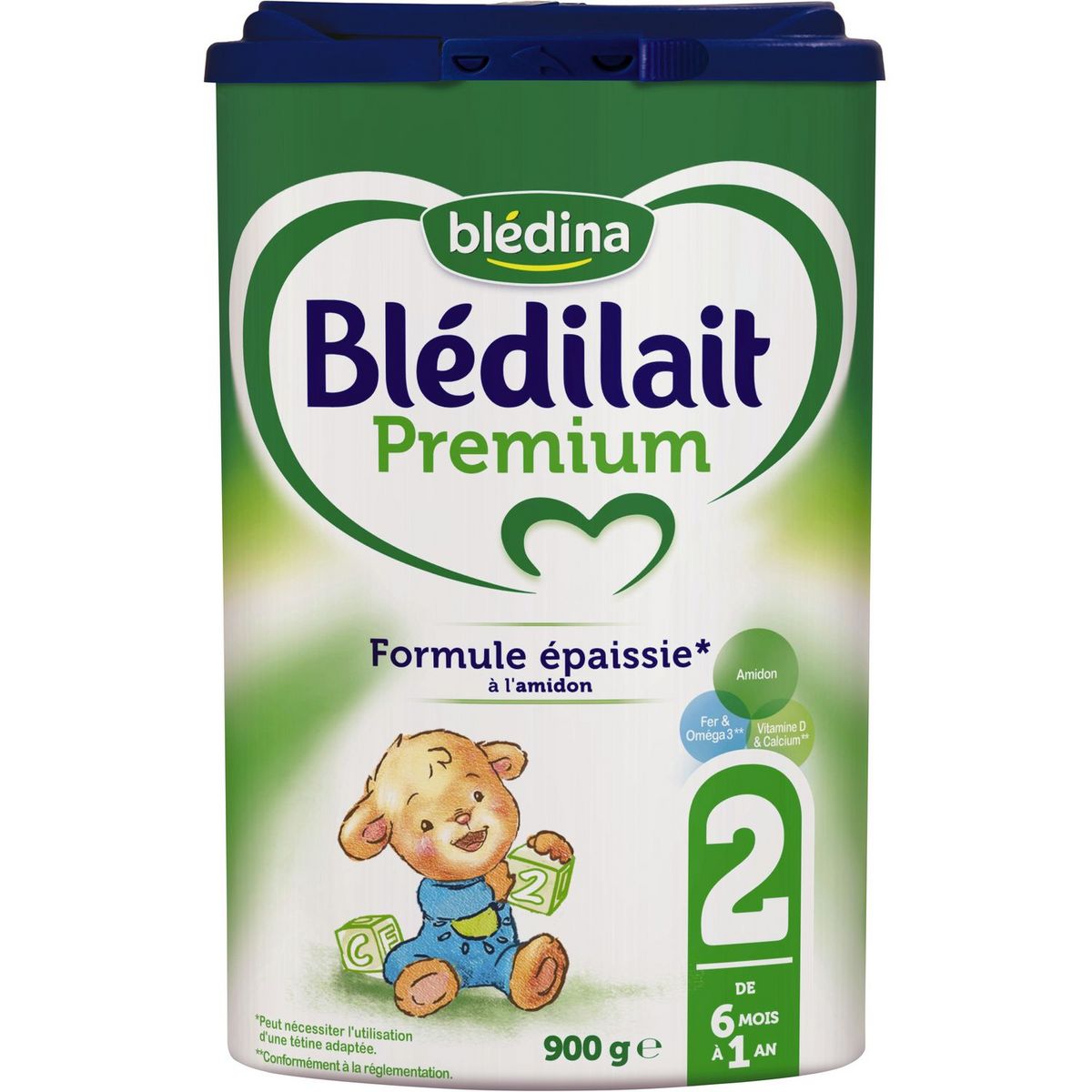 BLEDINA Blédilait Premium 2 lait 2ème âge épaissi en poudre dès 6 mois 900g