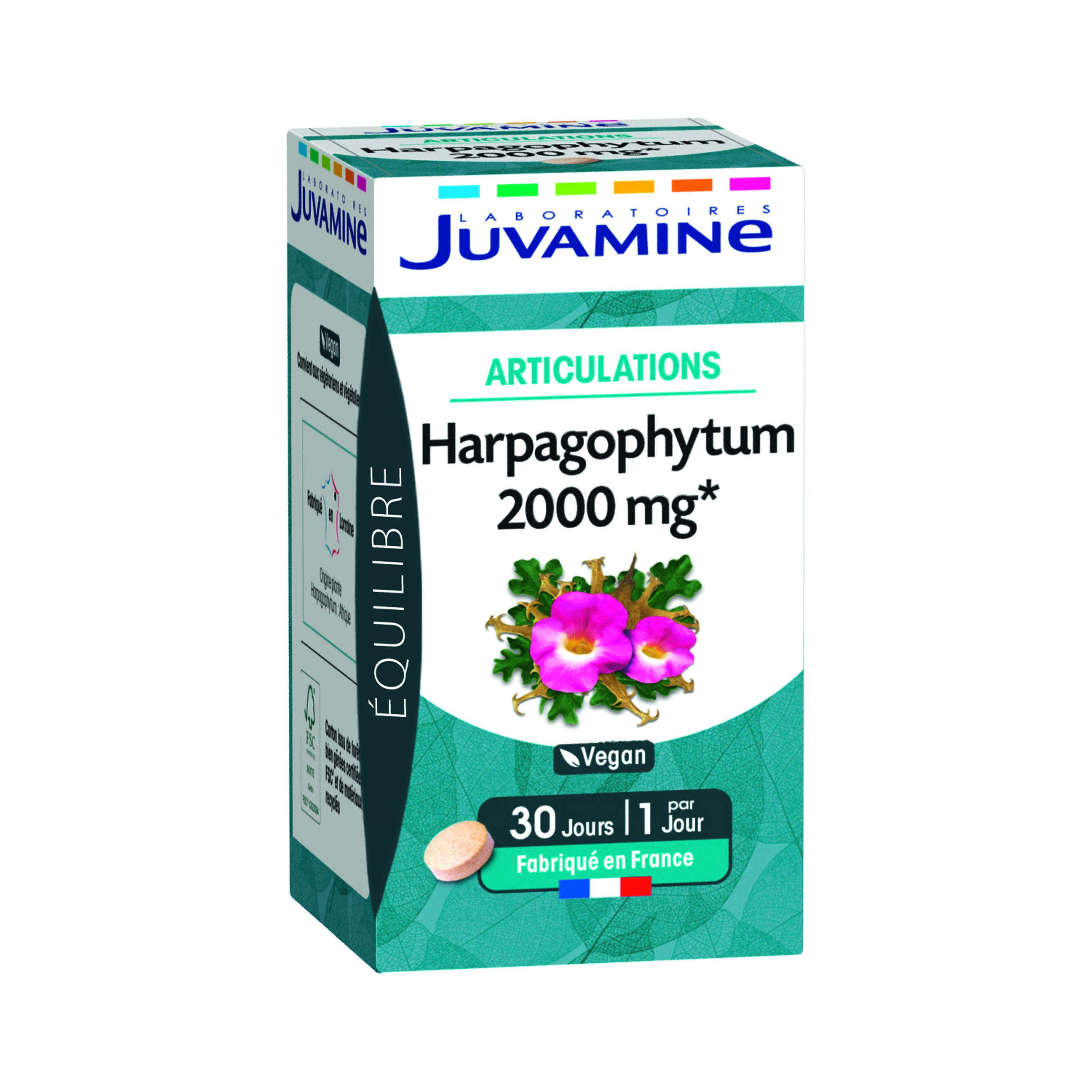 Voir la diapositive 2 : JUVAMINE Harpagophytum 2000mg pour les articulations 30 comprimés 20g