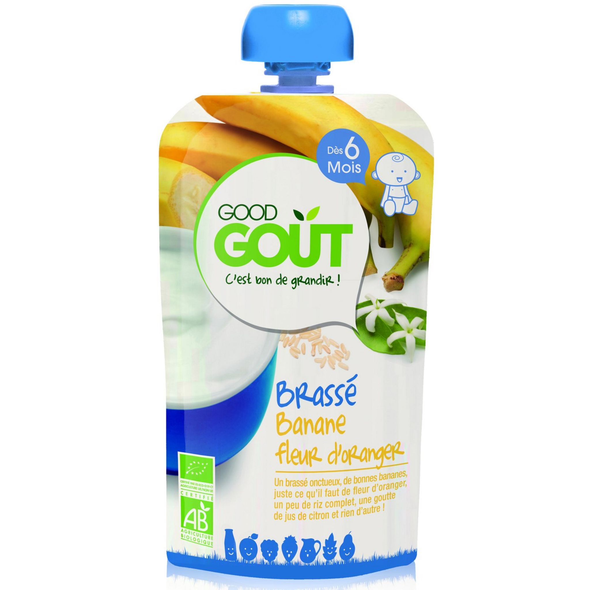 Voir la diapositive 2 : GOOD GOUT Dessert brassé banane fleur d'oranger bio dès 6 mois 90g
