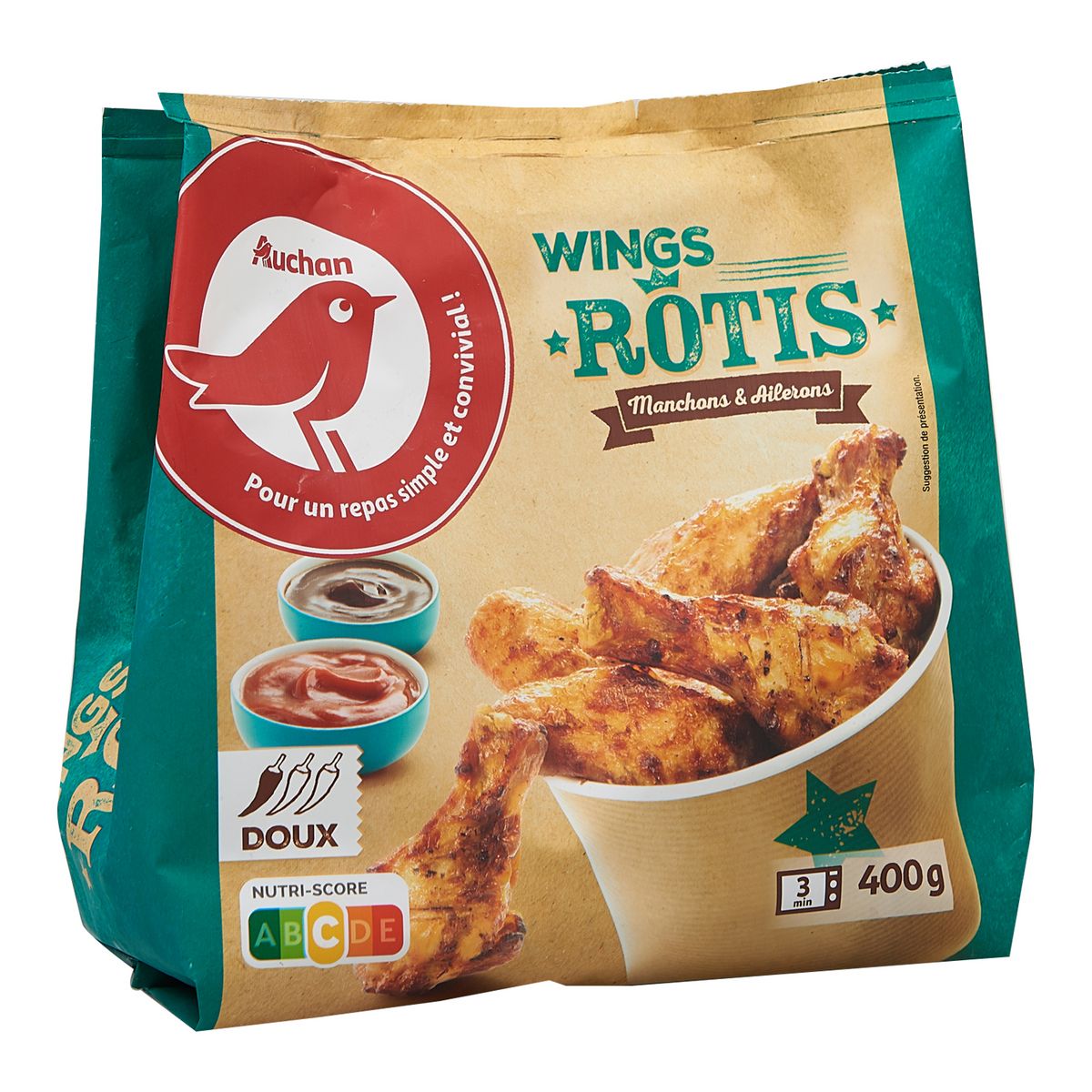 AUCHAN Wings rôtis doux 400g
