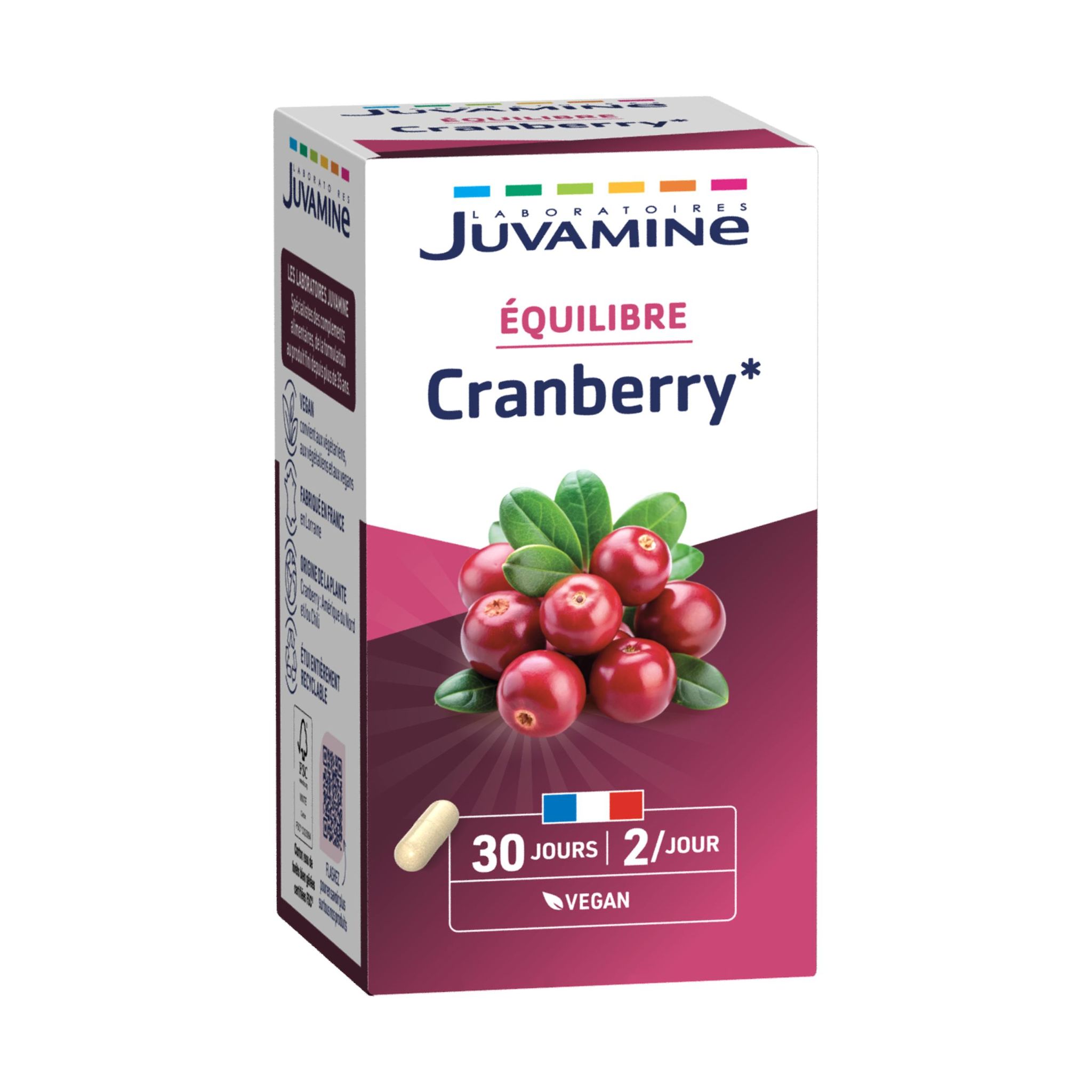 Voir la diapositive 2 : JUVAMINE Complément alimentaire Equilibre cranberry vegan 30 jours 60 gélules