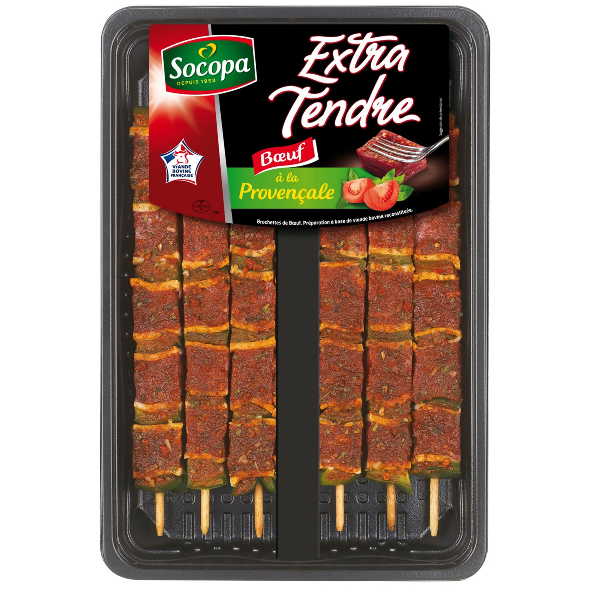 SOCOPA Brochettes de bœuf à la provençale 6 pièces 510g