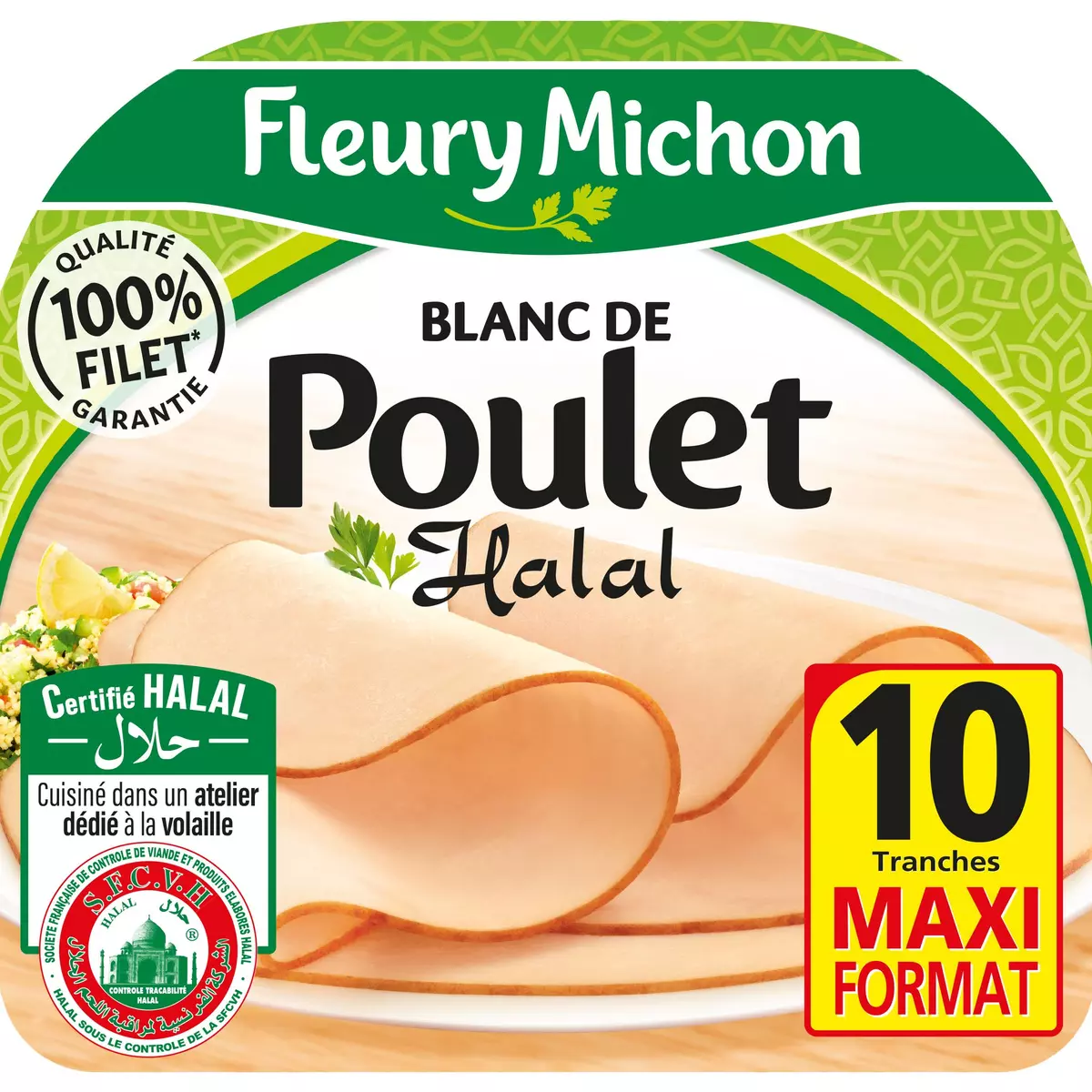 FLEURY MICHON Blanc de poulet halal 10 tranches 300g