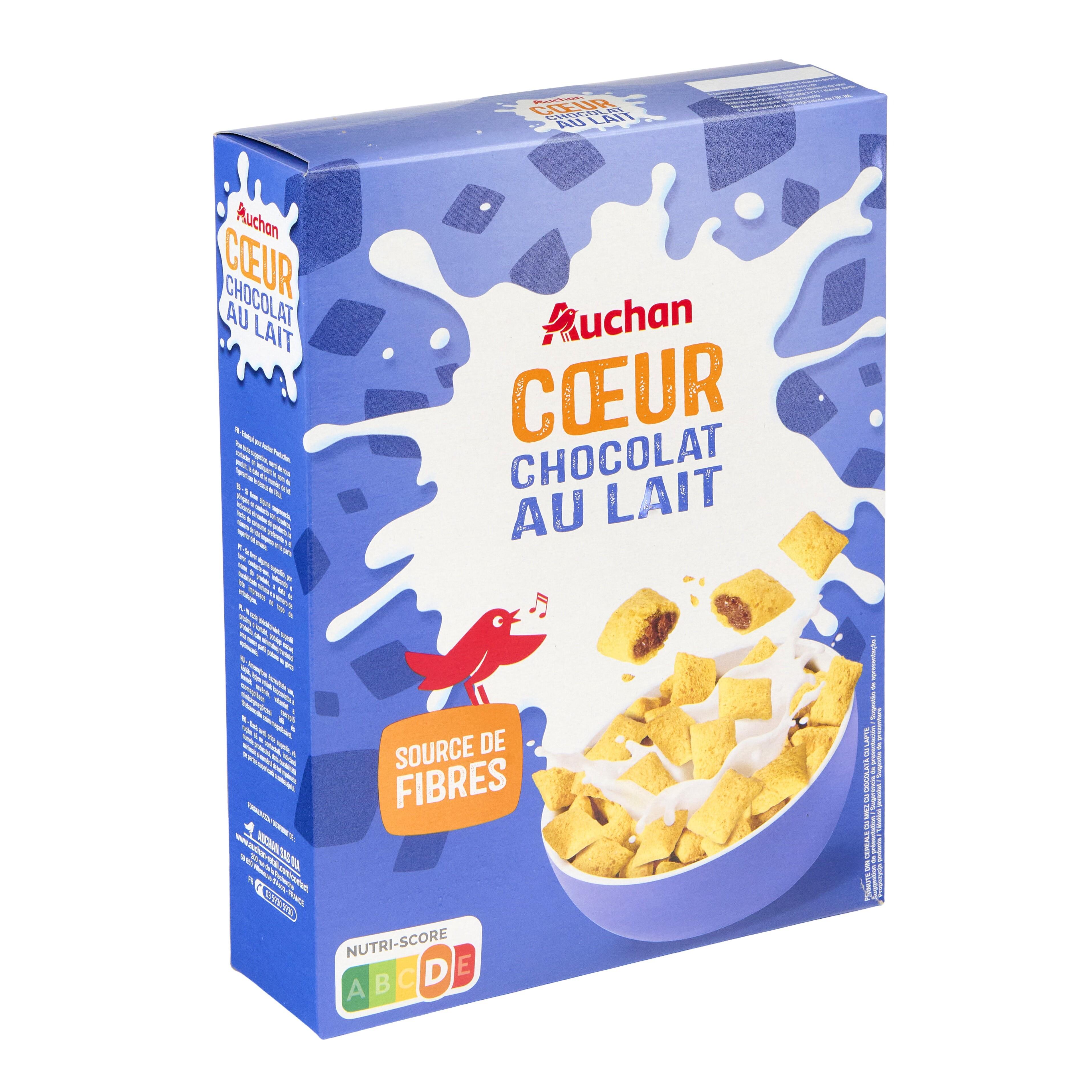 Voir la diapositive 2 : AUCHAN Céréales cœur au chocolat au lait 400g