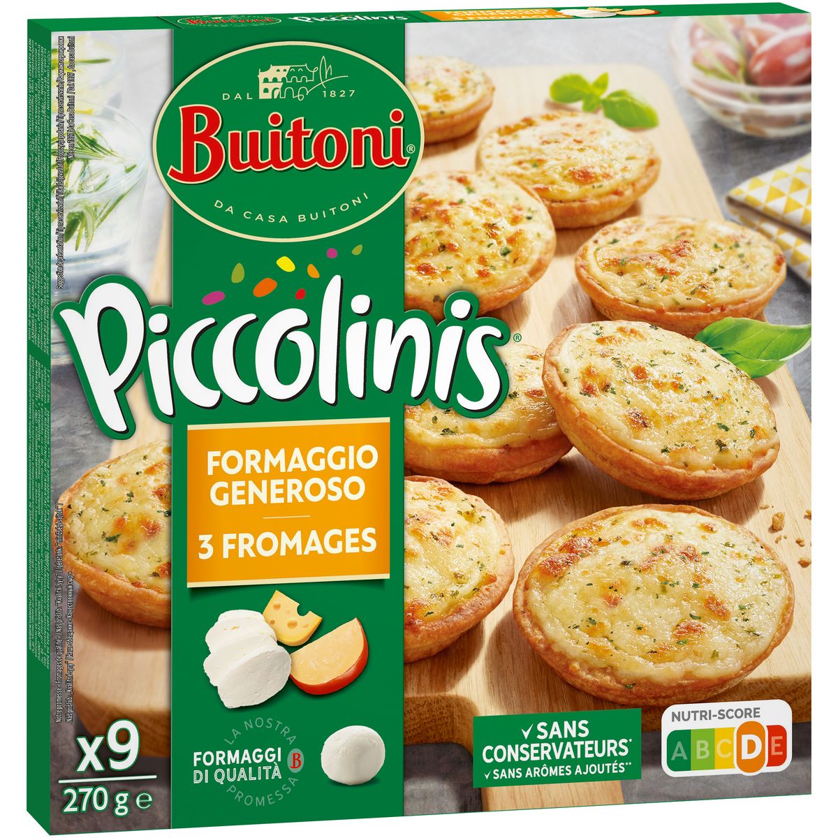 BUITONI Piccolinis - mini pizza aux 3 fromages 9 pièces 270g