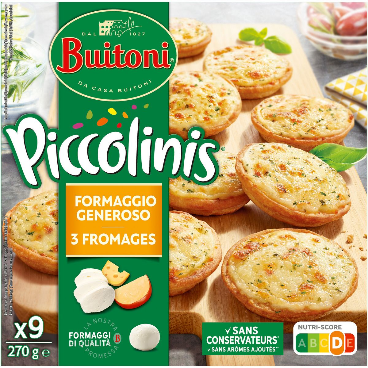 BUITONI Piccolinis - mini pizza aux 3 fromages 9 pièces 270g