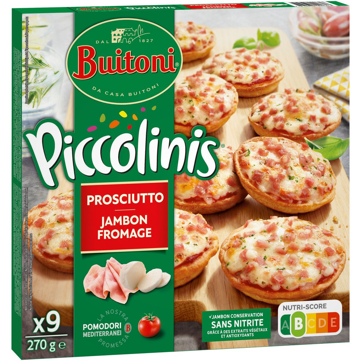 BUITONI Piccolinis - mini pizza au jambon fromage 9 pièces 270g