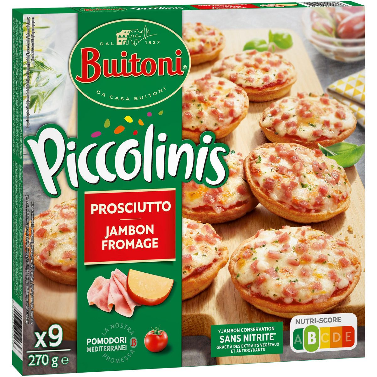 BUITONI Piccolinis - mini pizza au jambon fromage 9 pièces 270g