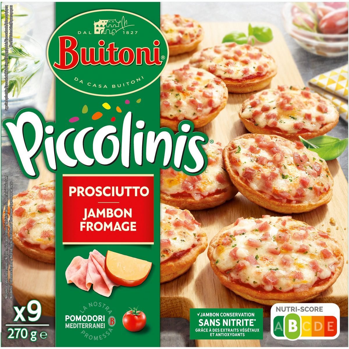BUITONI Piccolinis - mini pizza au jambon fromage 9 pièces 270g