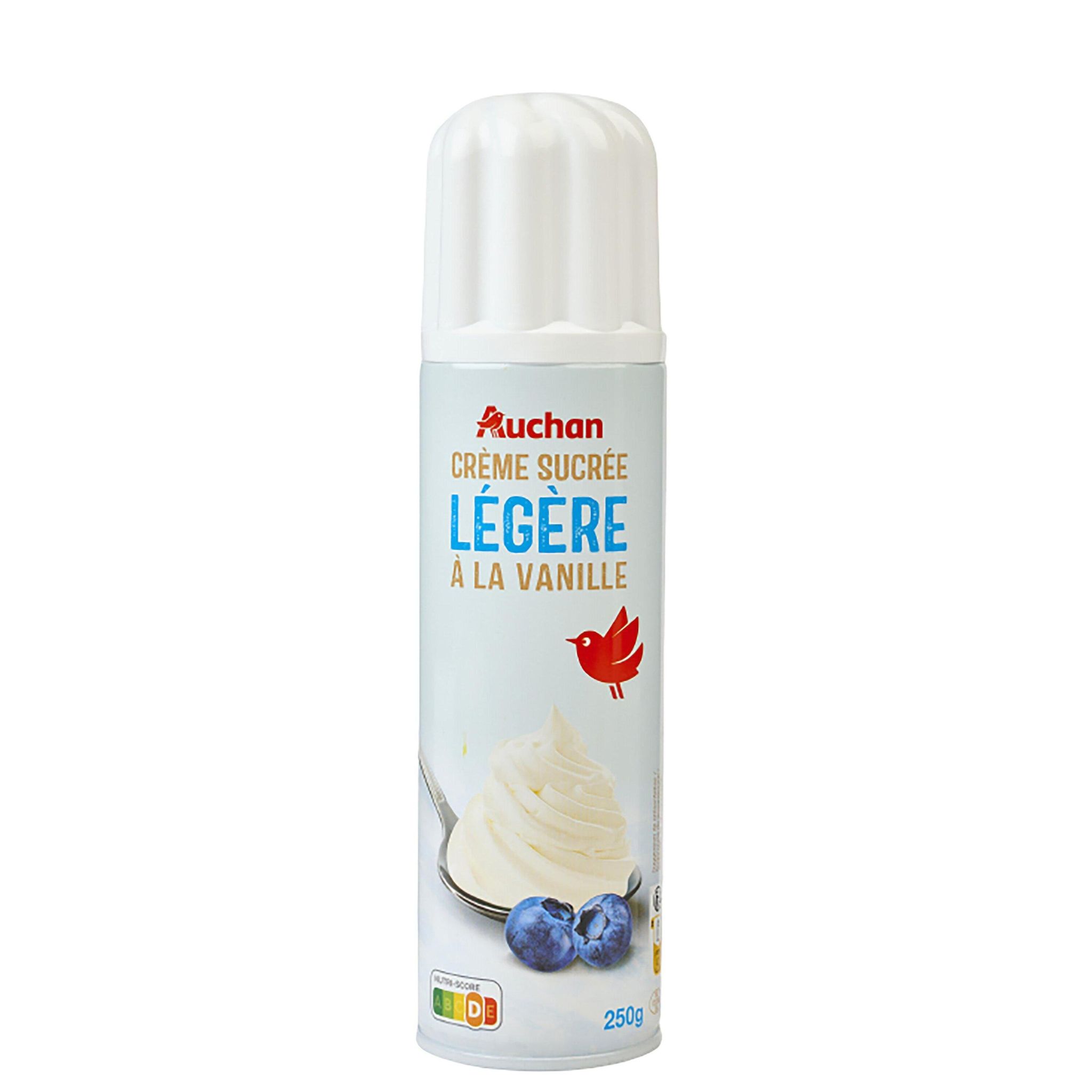 Voir la diapositive 2 : AUCHAN Crème fouettée légère sucrée à la vanille 20% MG UHT 250g