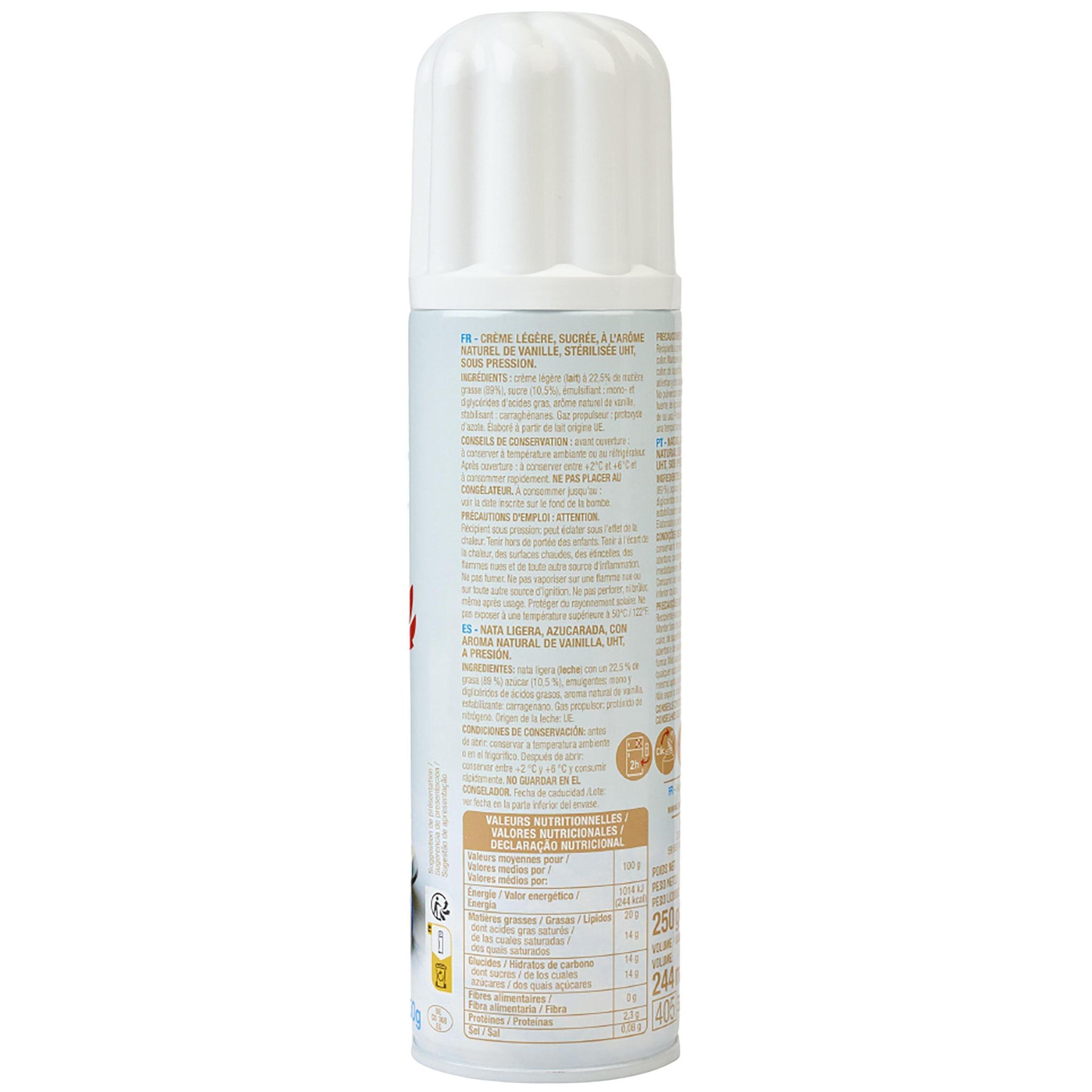 Voir la diapositive 4 : AUCHAN Crème fouettée légère sucrée à la vanille 20% MG UHT 250g