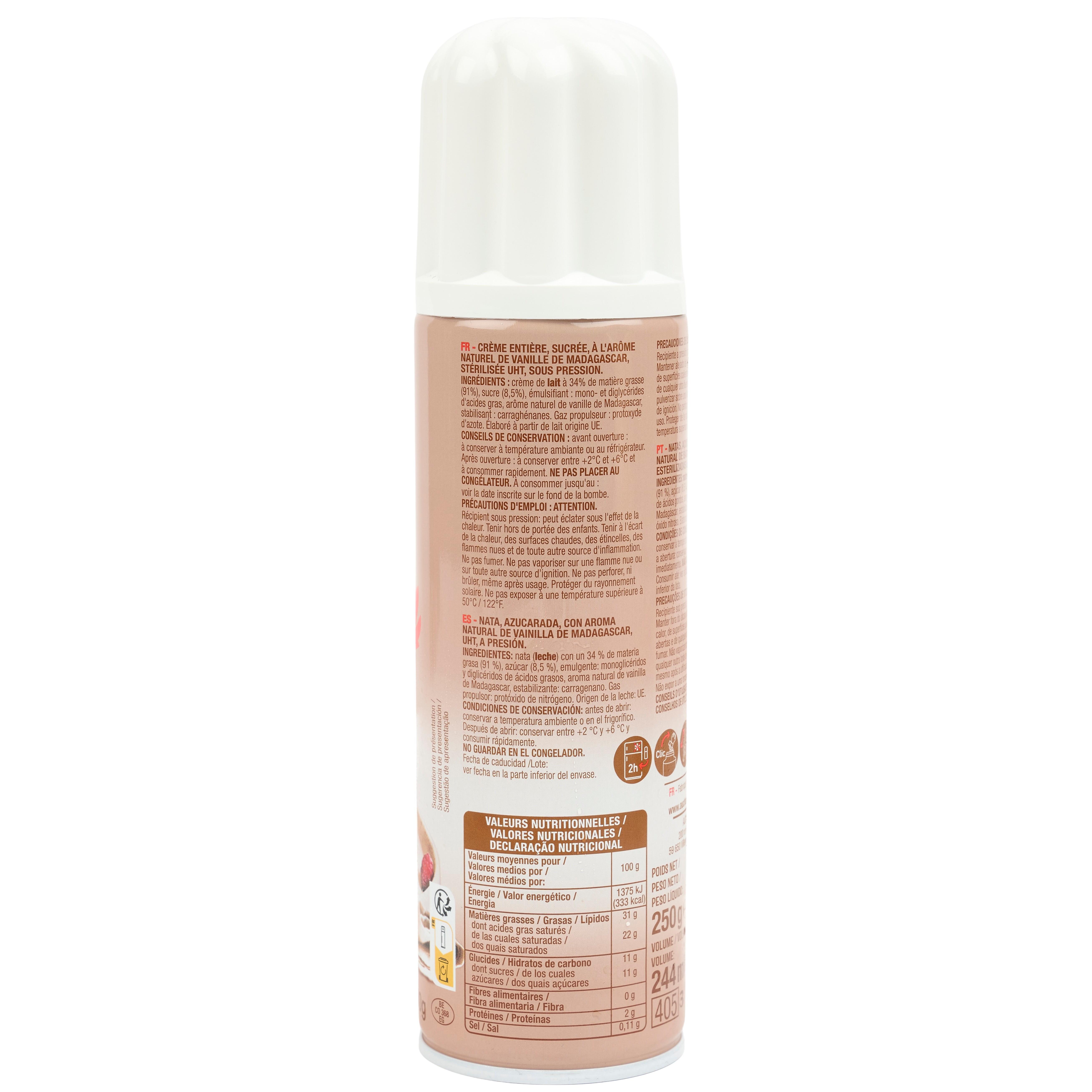 Voir la diapositive 3 : AUCHAN Crème fouettée sucrée à la Vanille de Madagascar UHT 250g
