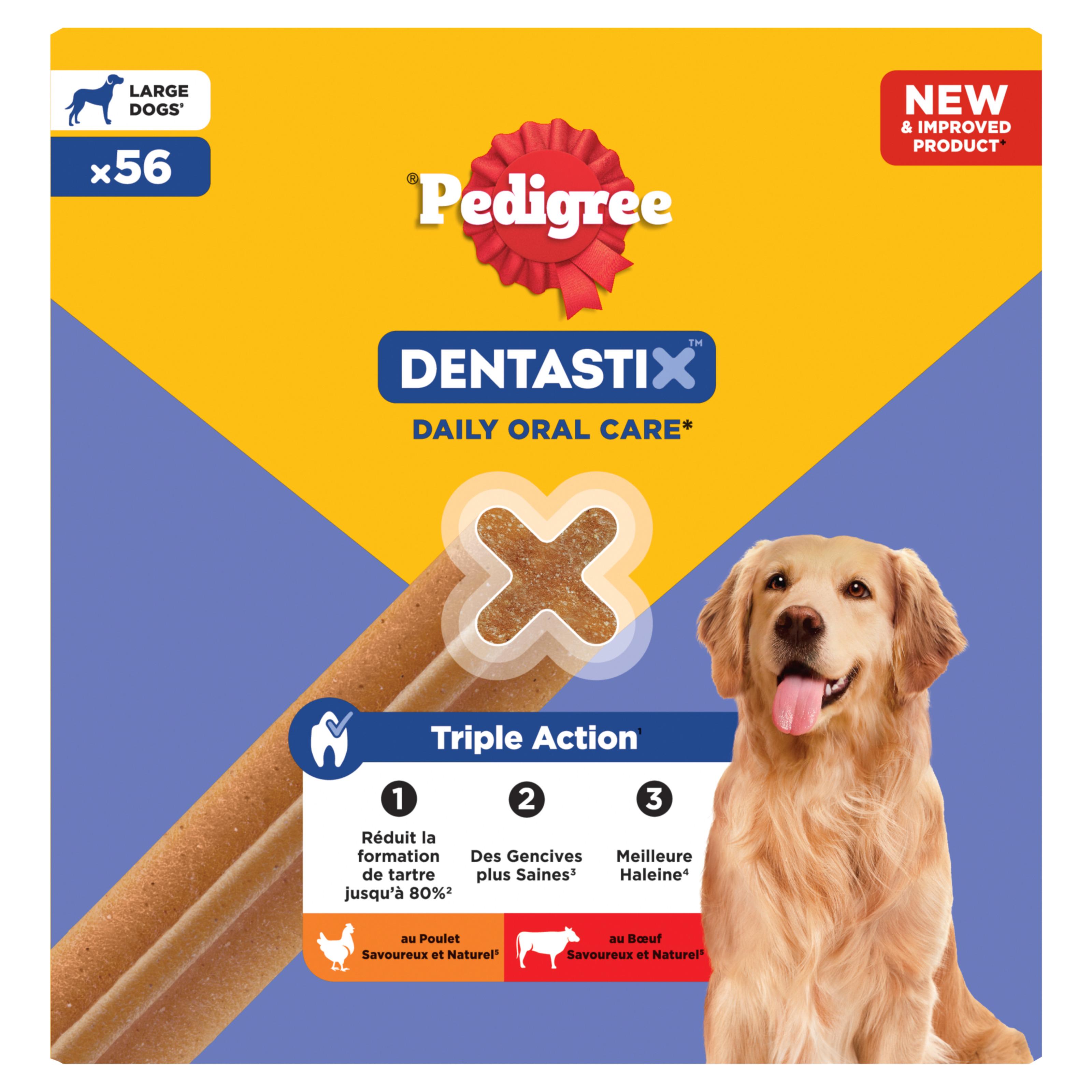 Voir la diapositive 2 : PEDIGREE Dentastix batônnets hygiène bucco-dentaire pour grand chien 56 sticks 2.16kg