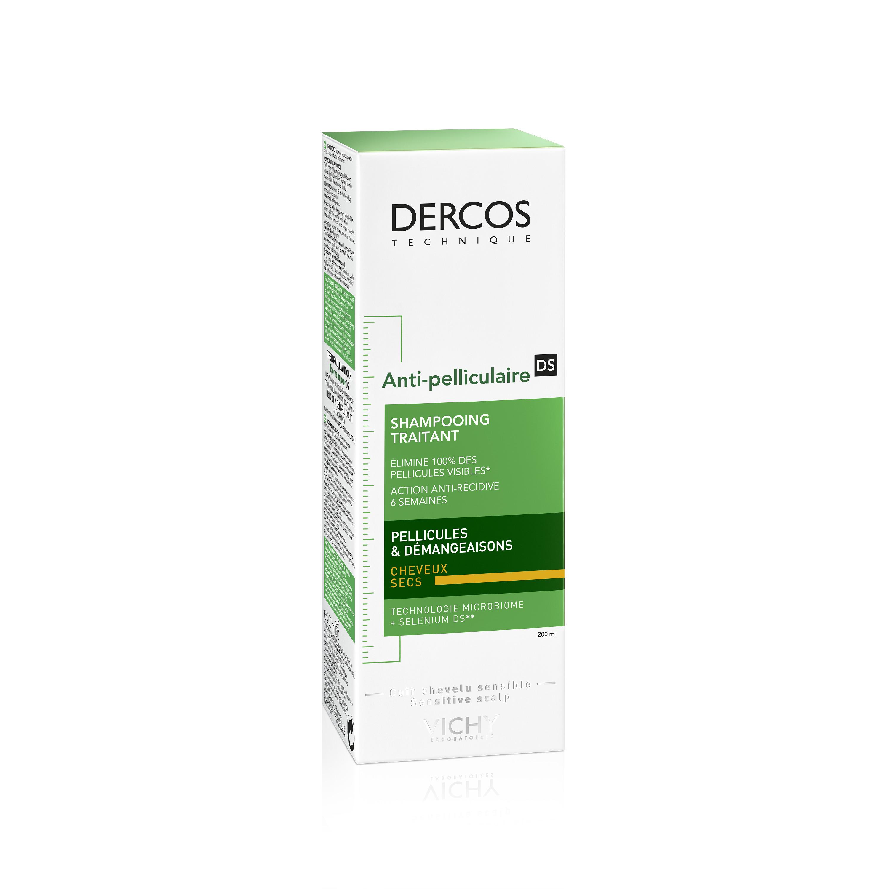 Voir la diapositive 2 : DERCOS Shampooing traitant antipelliculaire pour cheveux secs 200ml