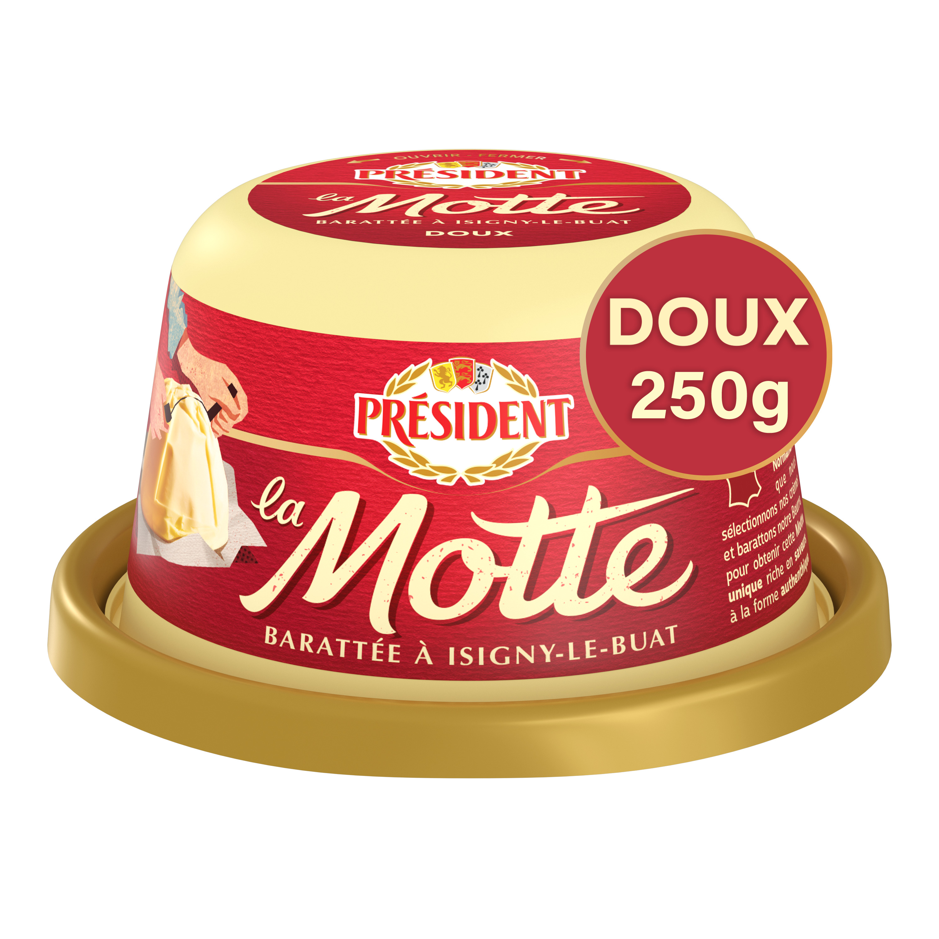 Voir la diapositive 2 : PRESIDENT La Motte - Beurre doux 82%MG 250g