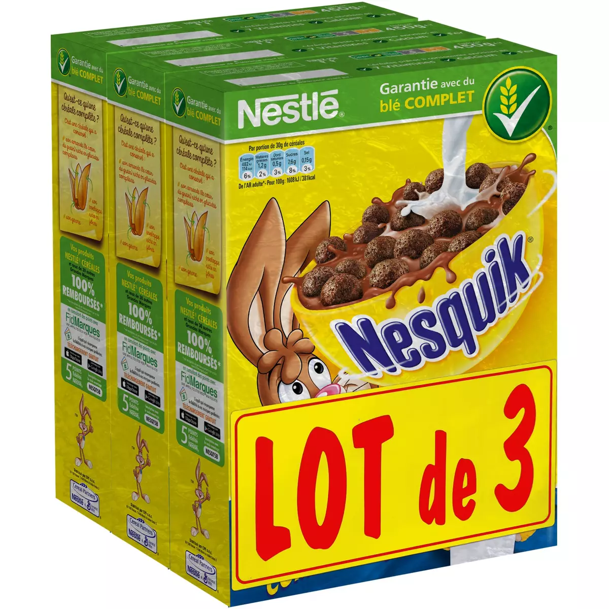 NESQUIK Céréales au chocolat lot de 3 3x450g